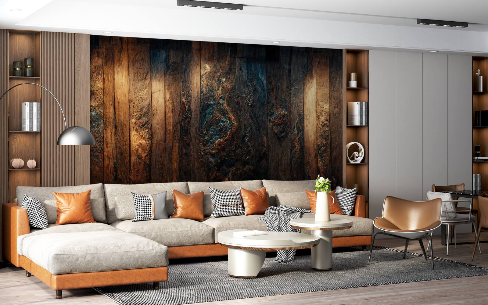 Papier peint fond en vieux bois sombre