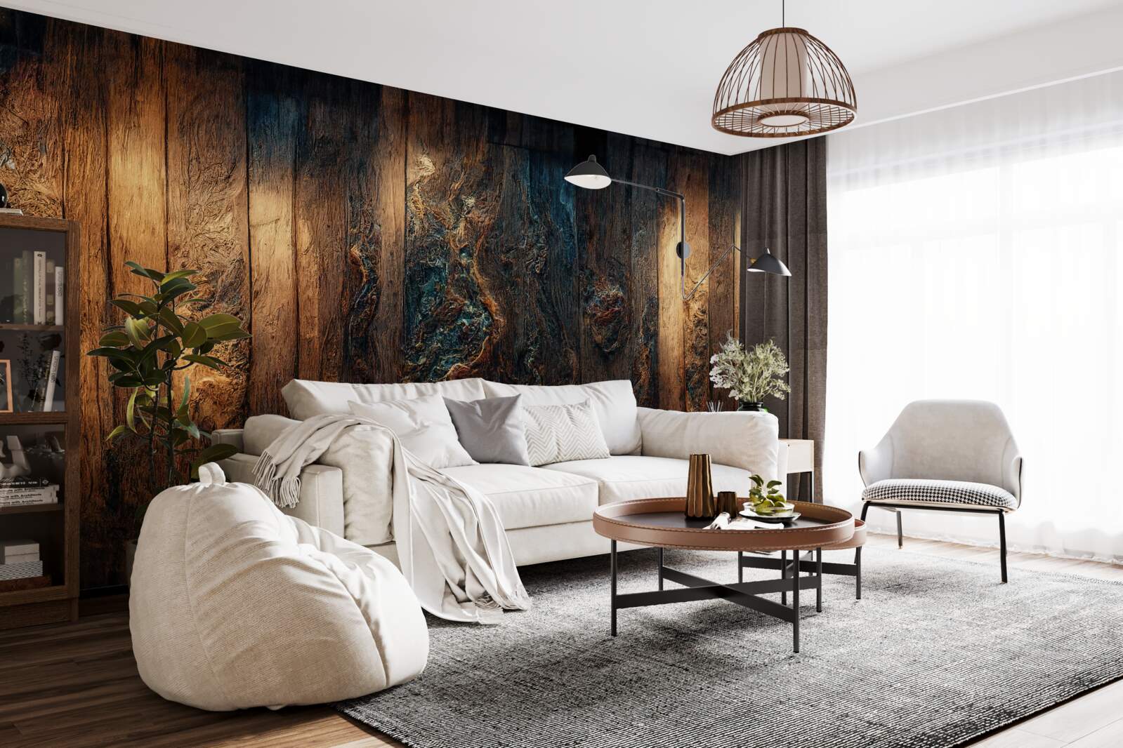 Papier peint fond en vieux bois sombre