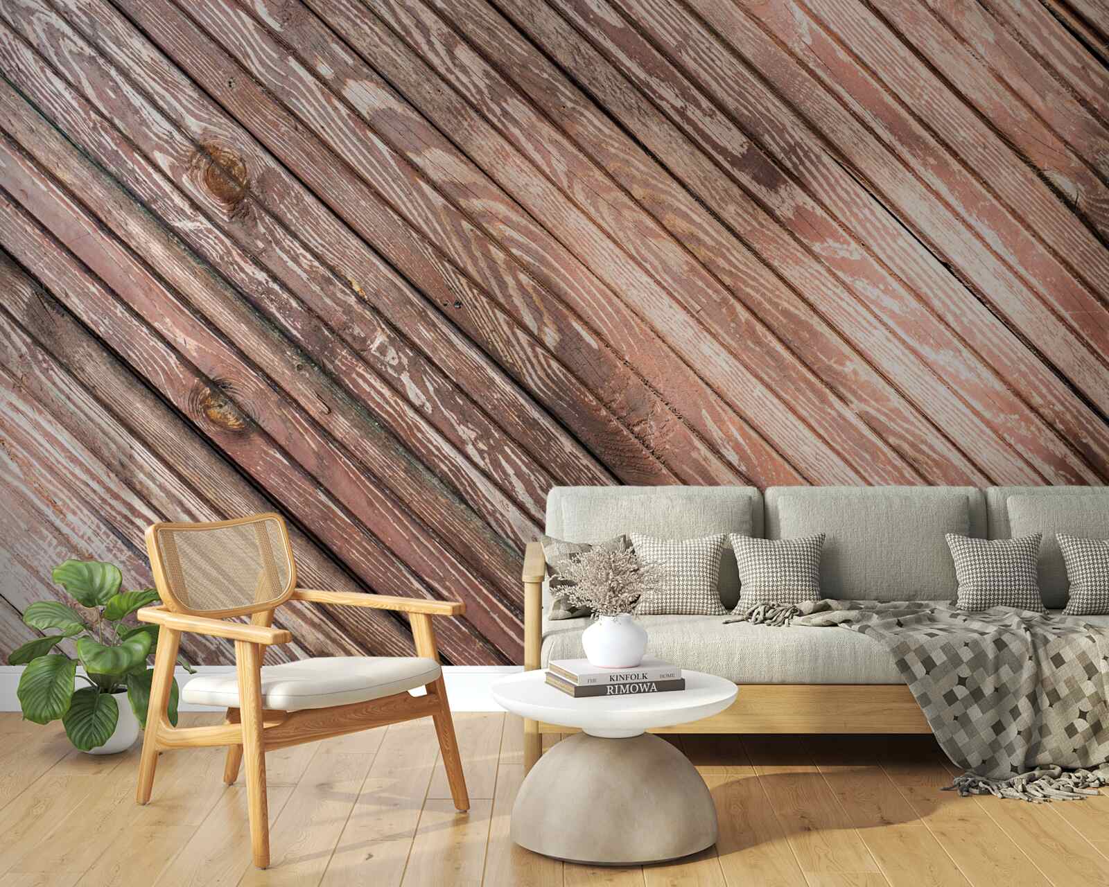 Papier peint barres étroites en bois