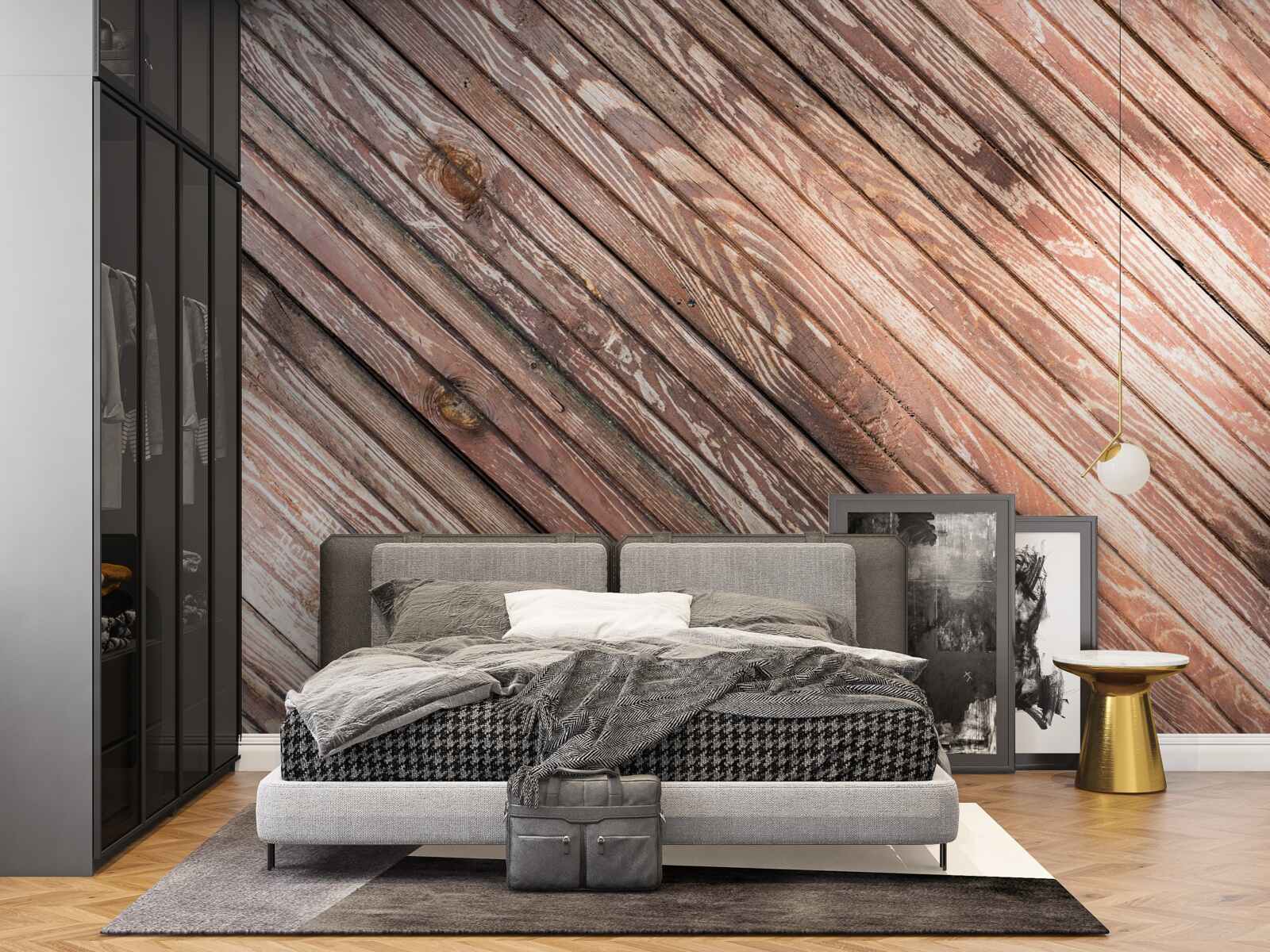 Papier peint barres étroites en bois