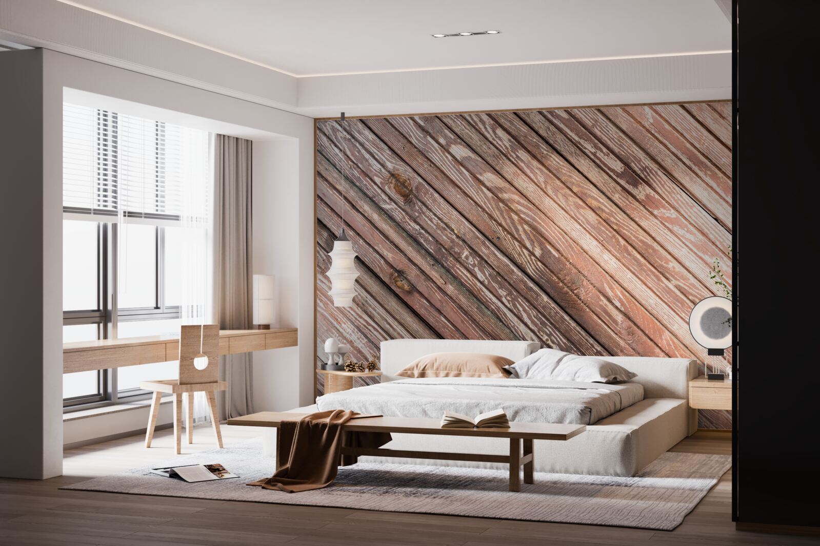 Papier peint barres étroites en bois