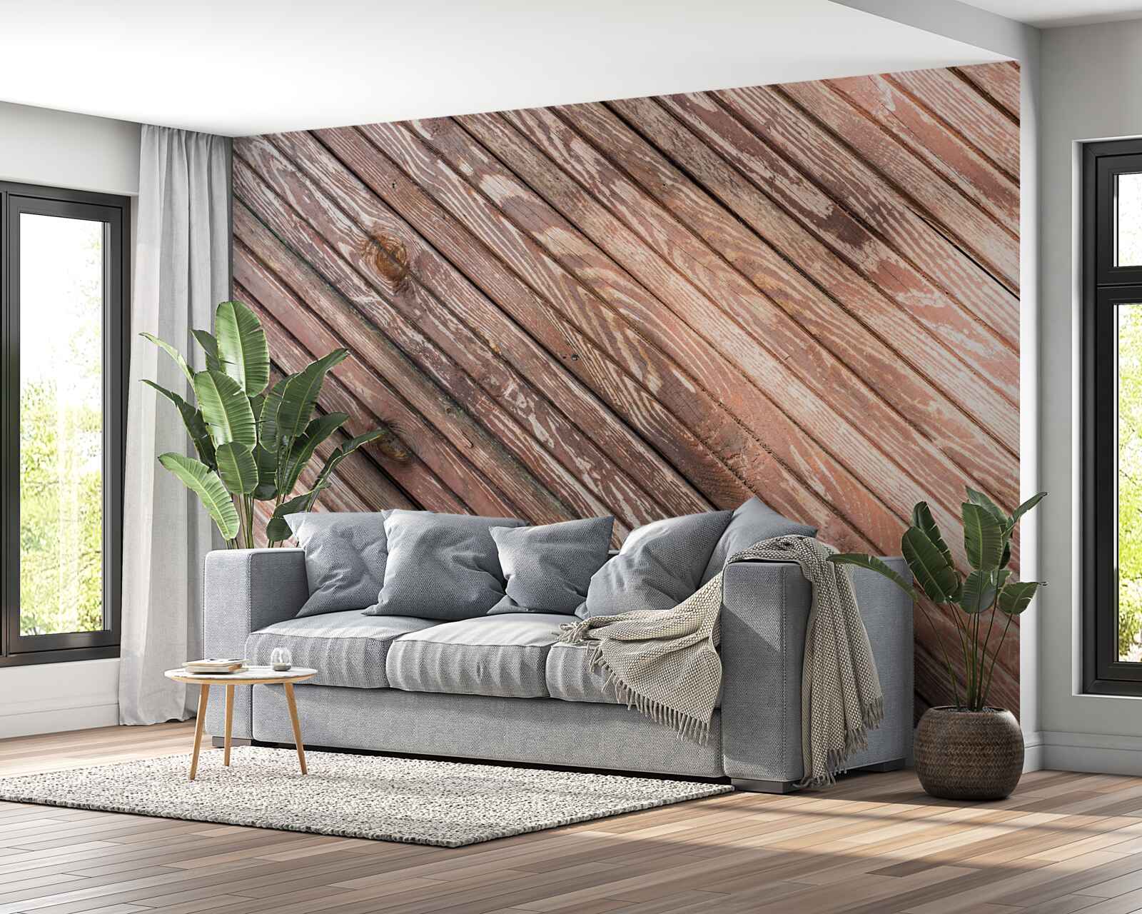 Papier peint barres étroites en bois