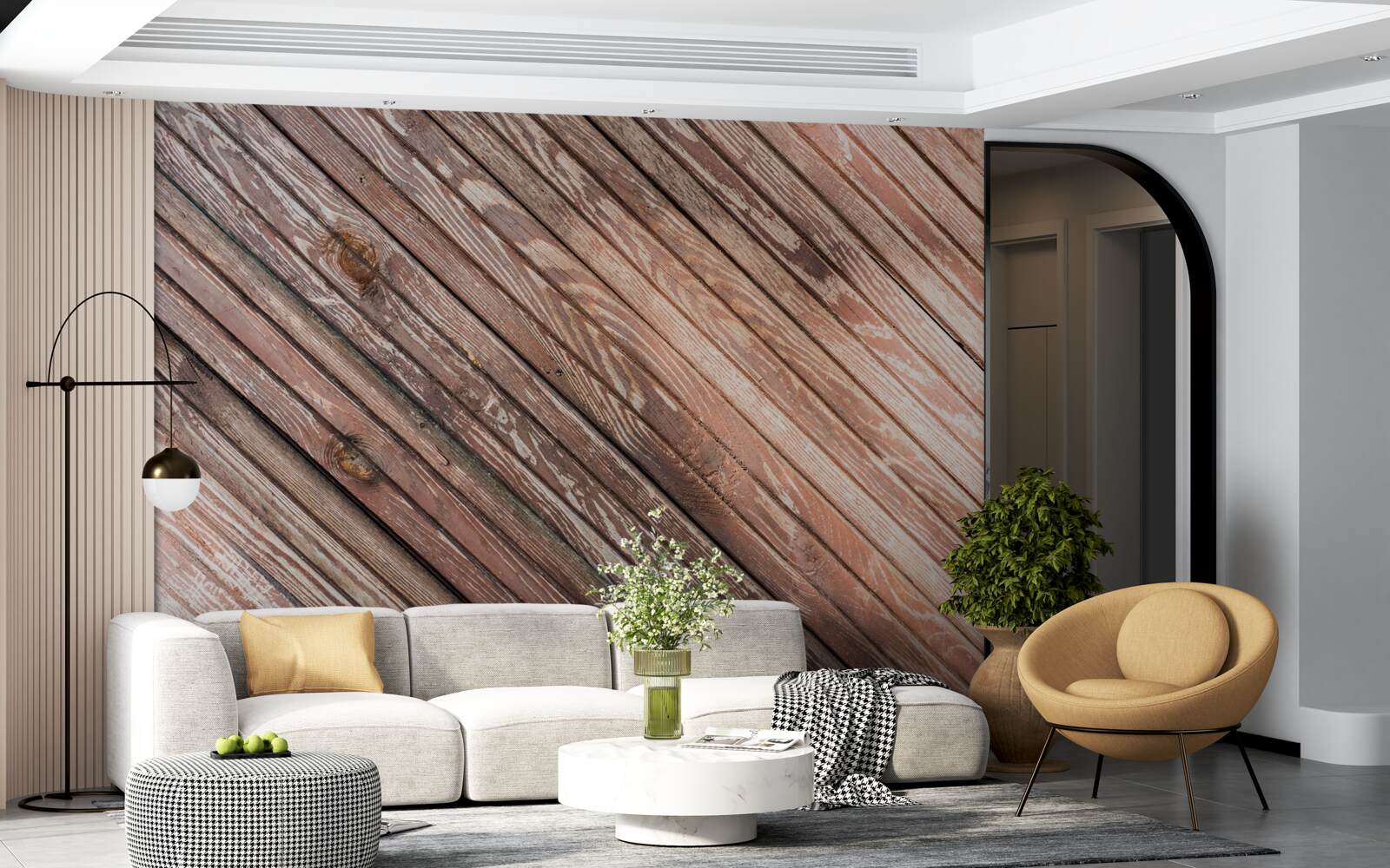 Papier peint barres étroites en bois