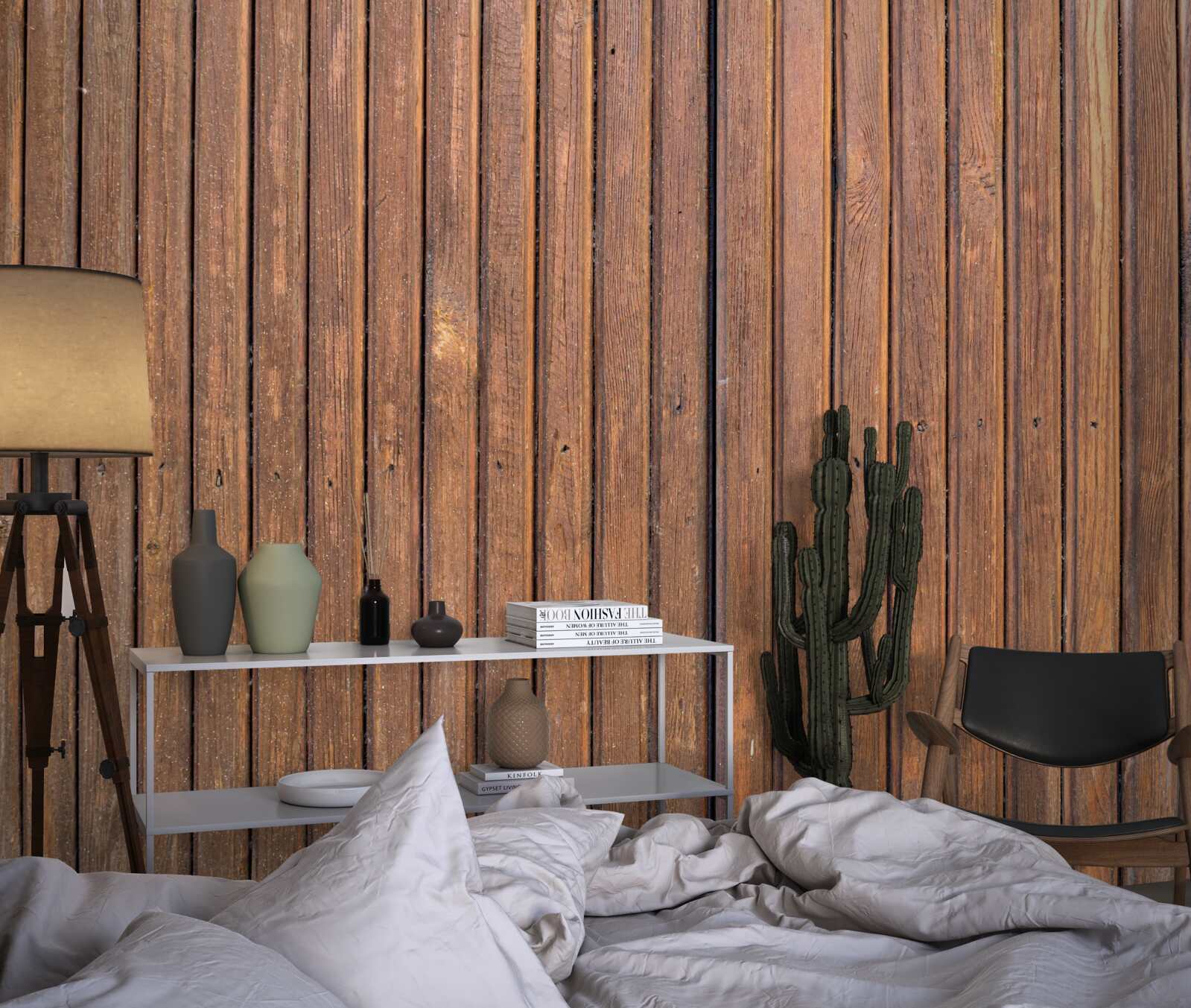 Papier peint barrière continue faite de vieilles poutres en bois