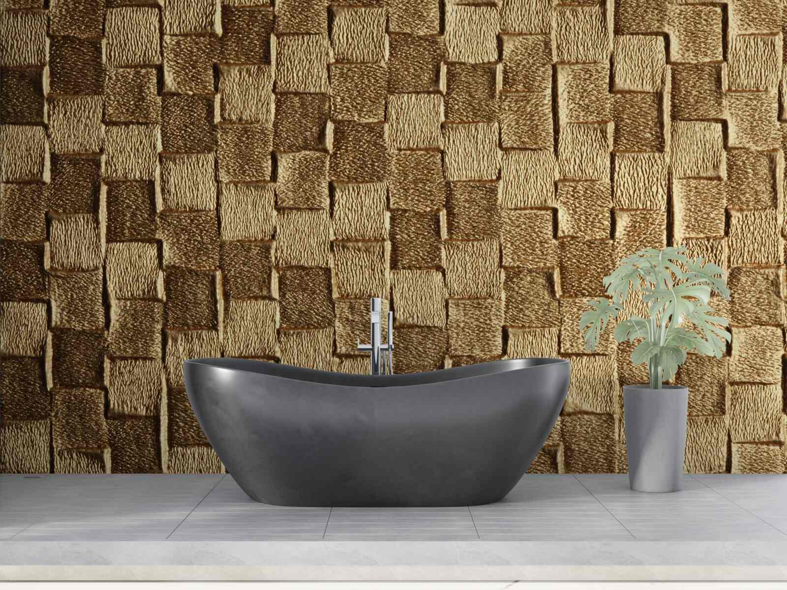 Papier peint motif carré marron