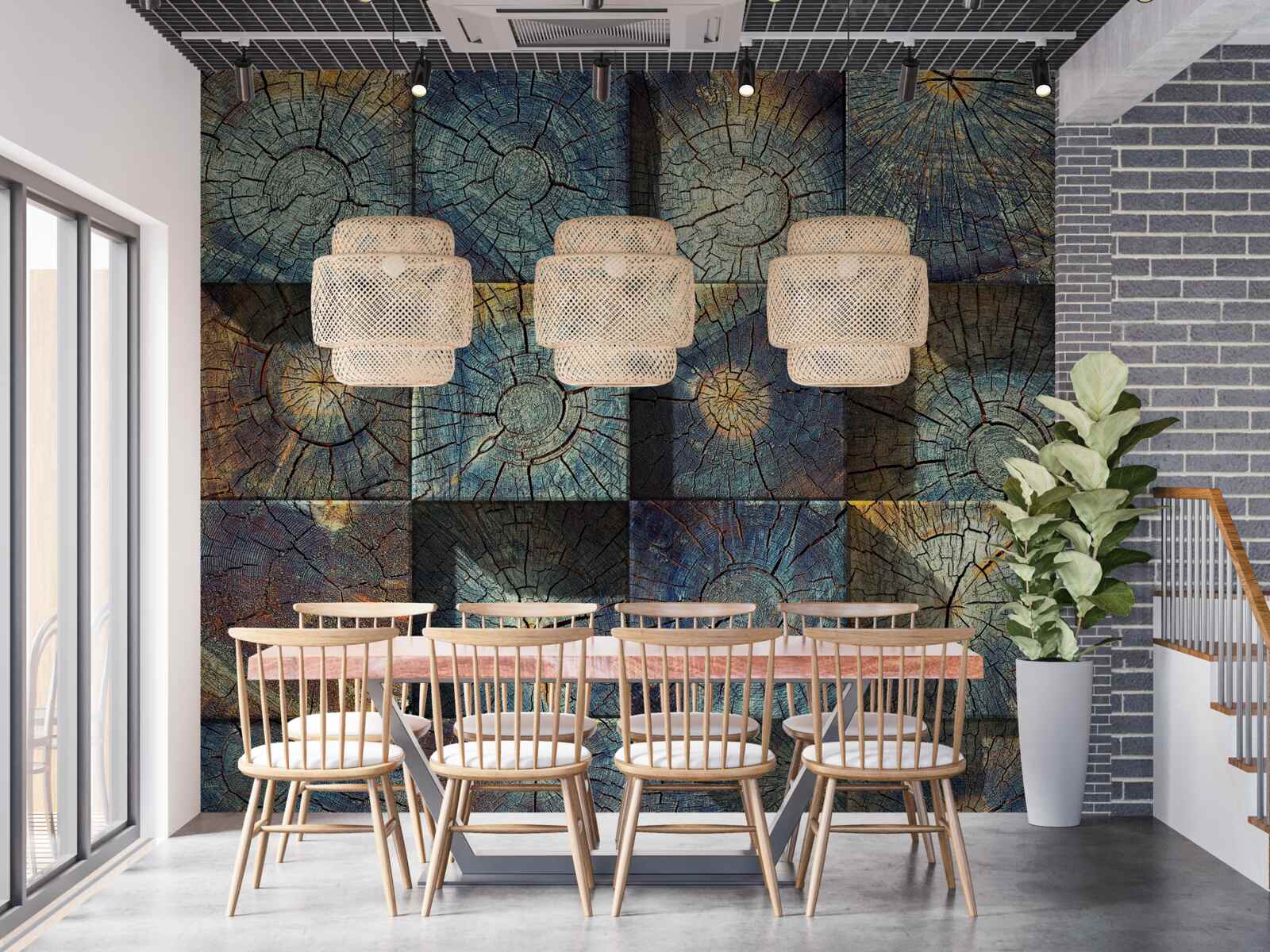 Papier peint un objet artistique fait de restes d'arbres