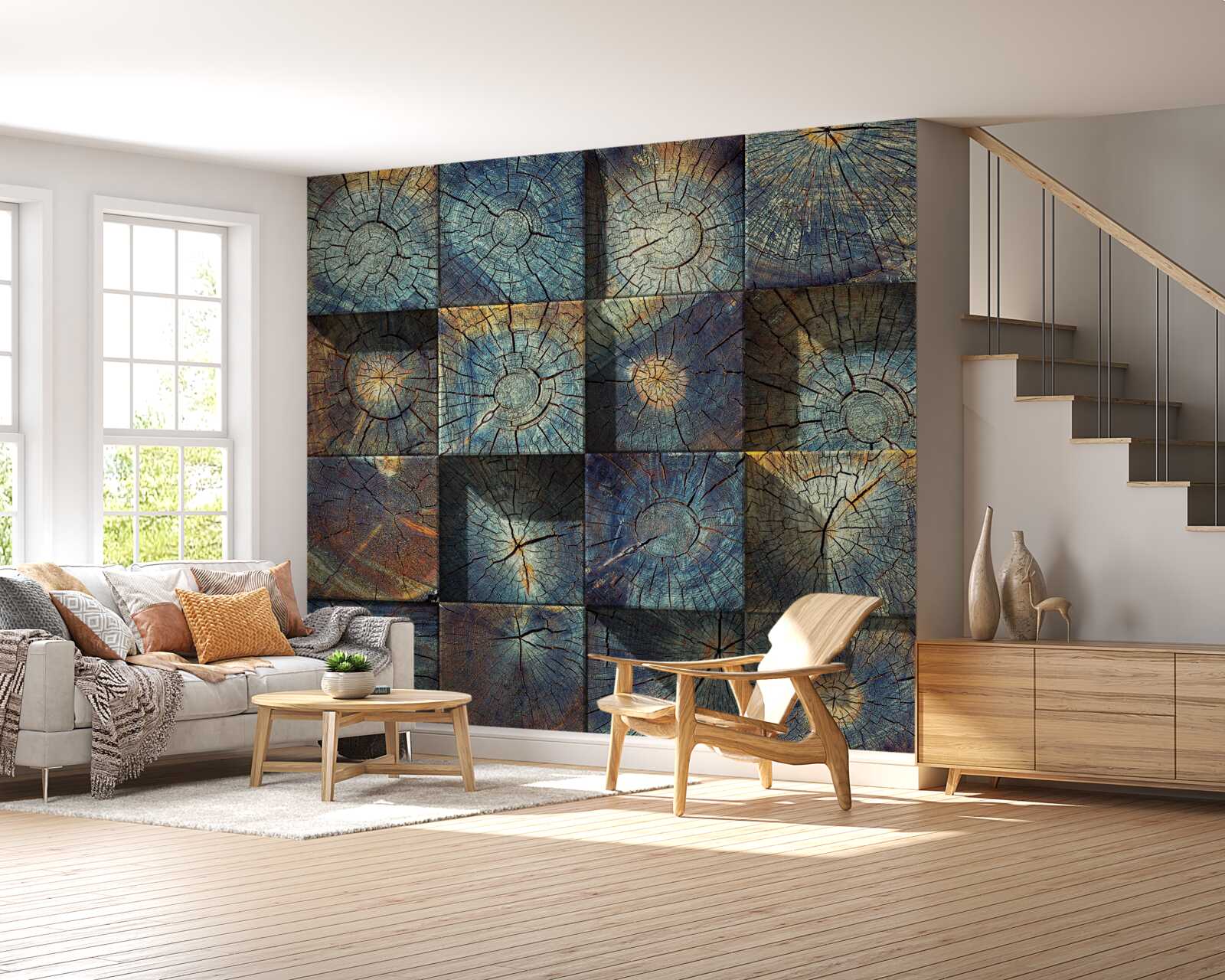 Papier peint un objet artistique fait de restes d'arbres