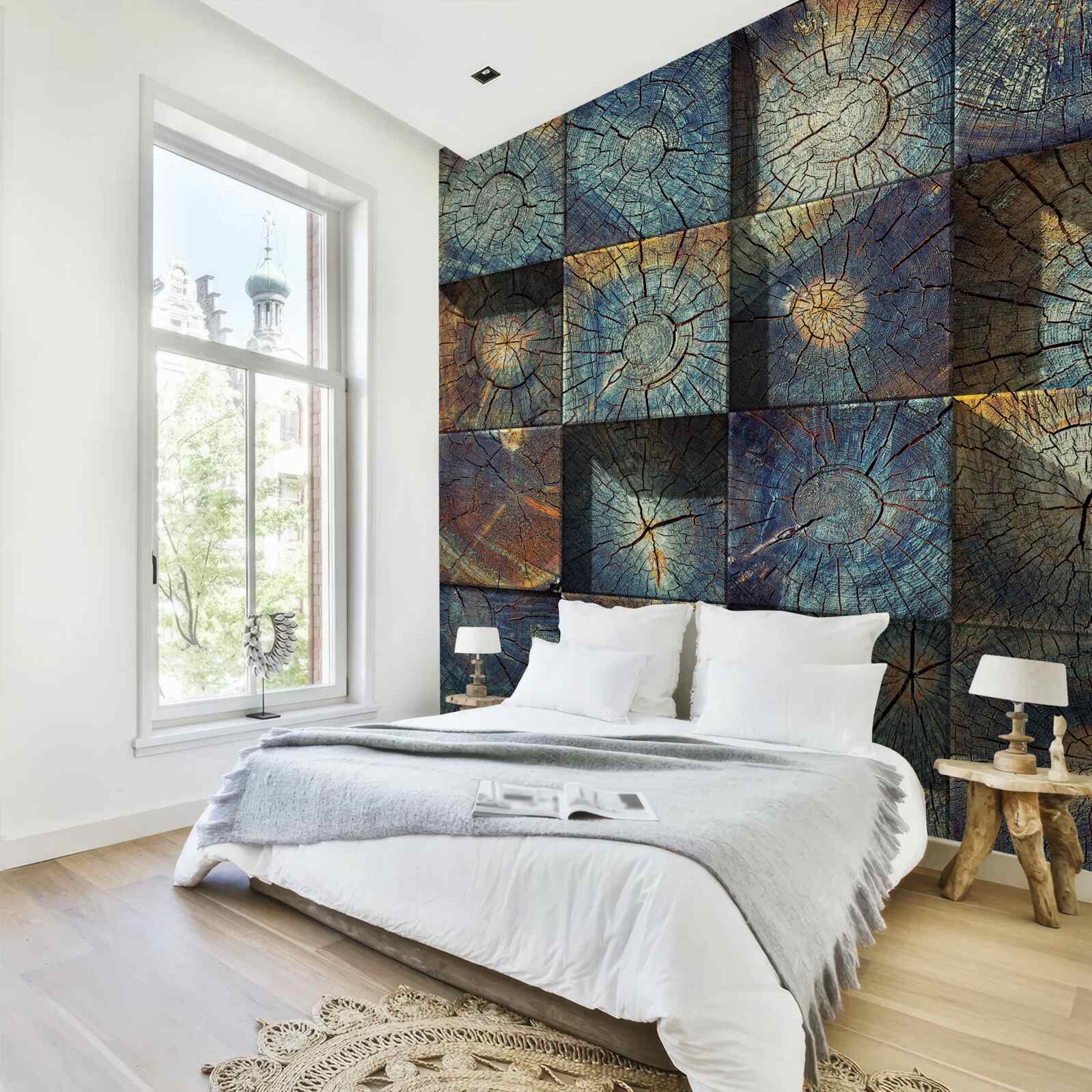 Papier peint un objet artistique fait de restes d'arbres