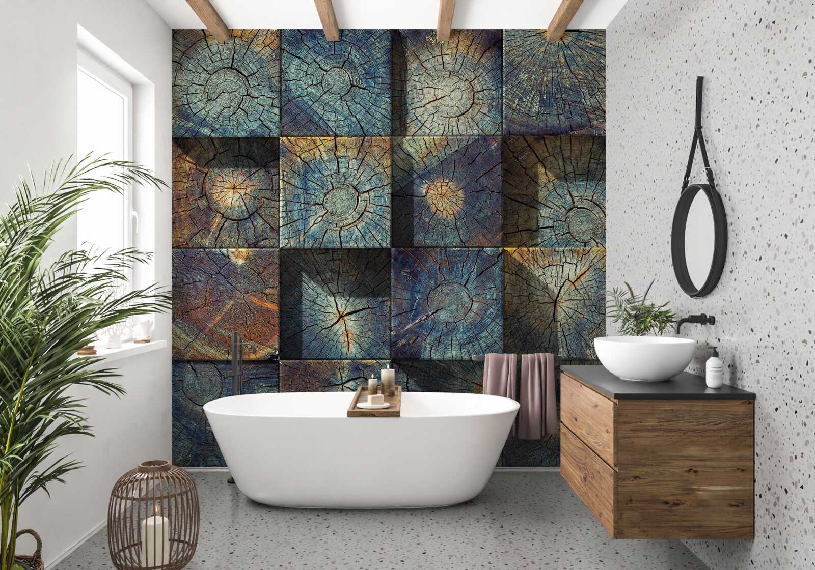 Papier peint un objet artistique fait de restes d'arbres