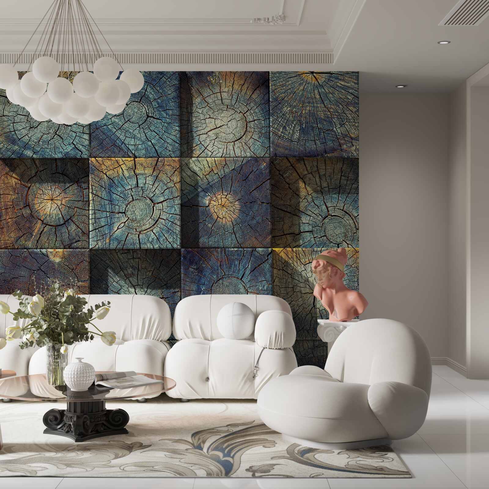 Papier peint un objet artistique fait de restes d'arbres