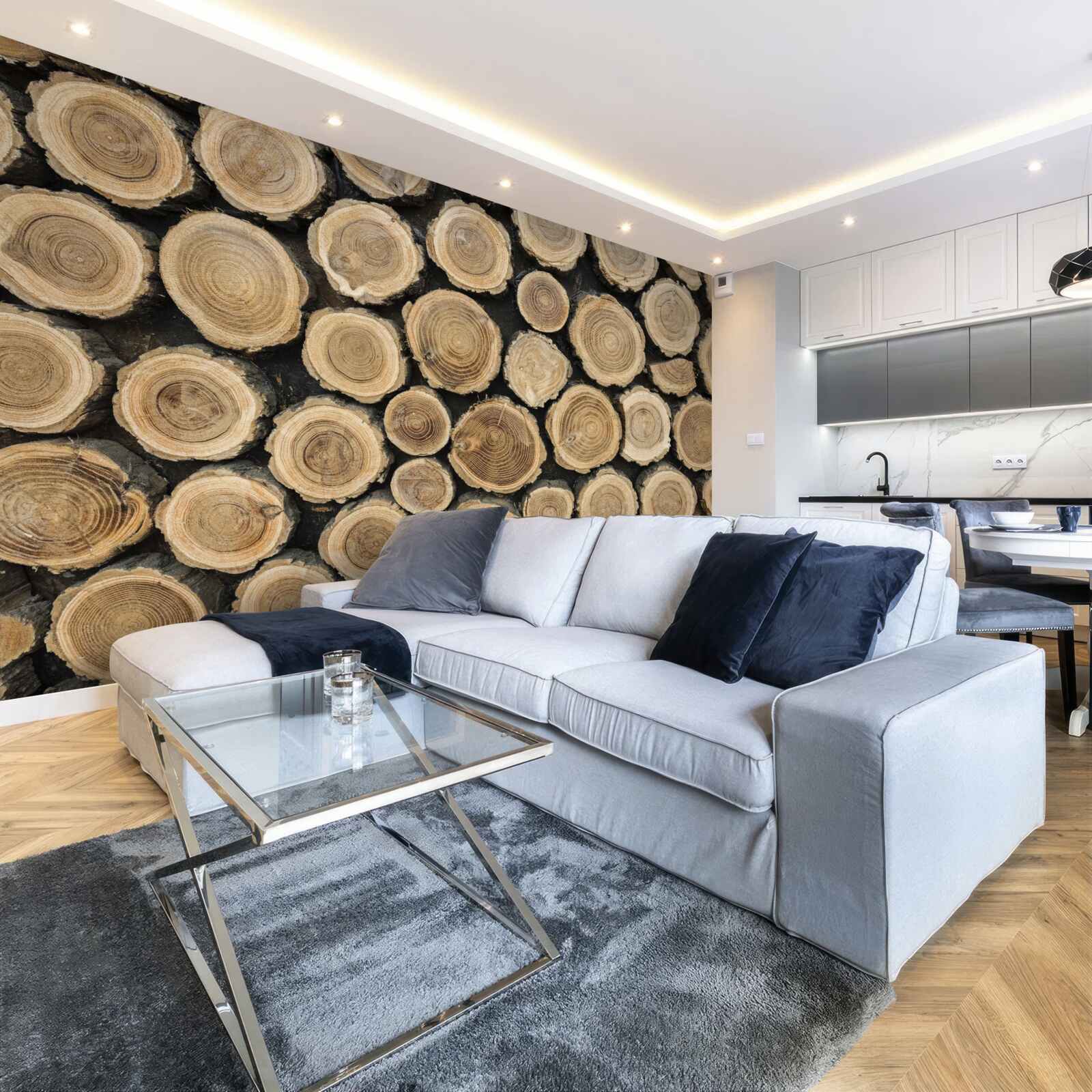 Papier peint arbres tombés en forme de cercle