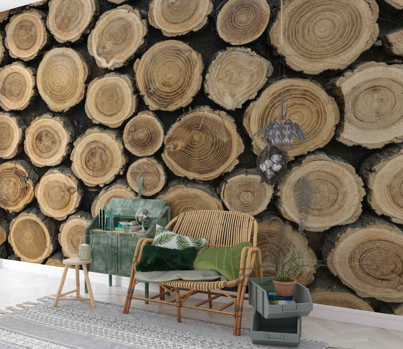 Papier peint arbres tombés en forme de cercle