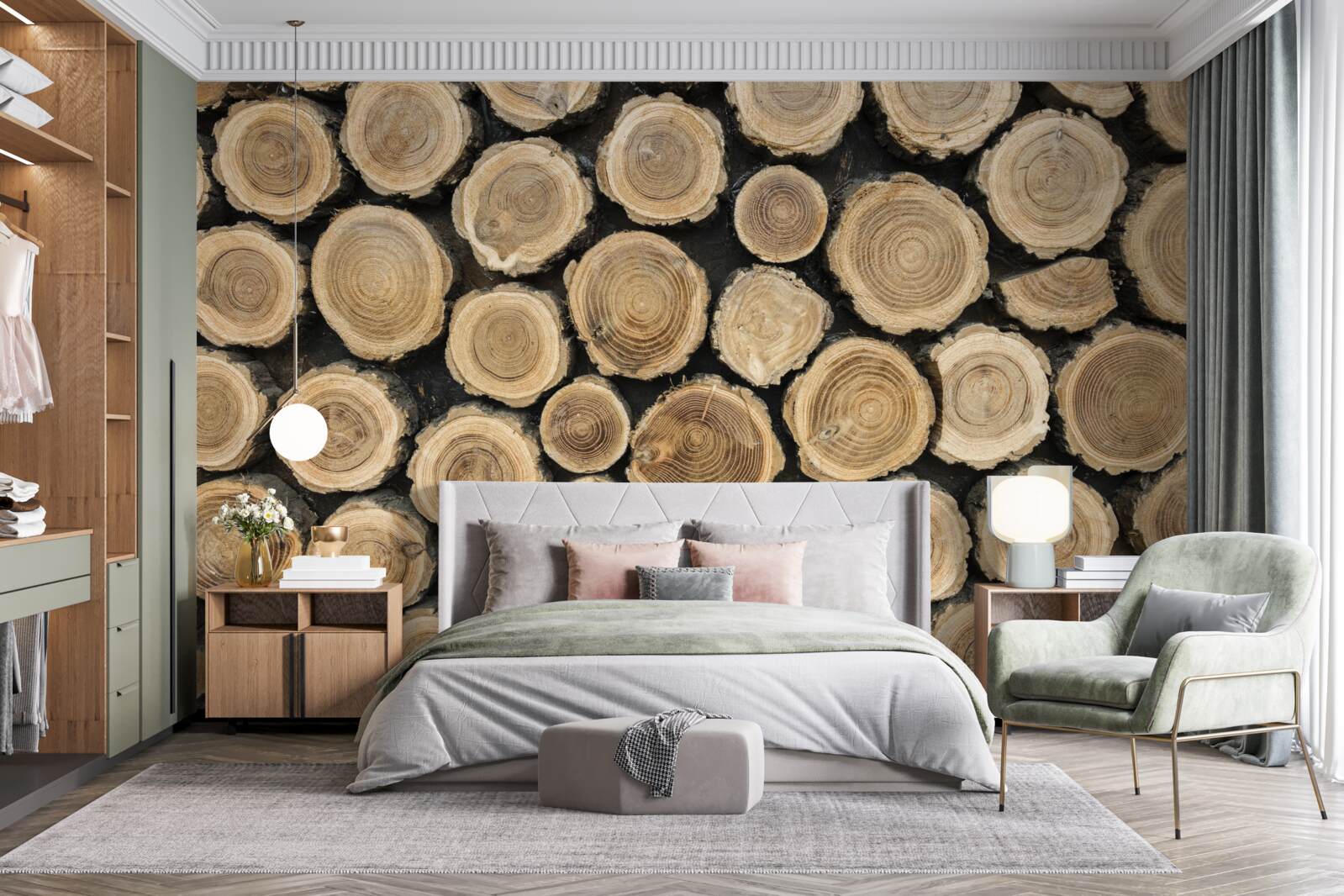 Papier peint arbres tombés en forme de cercle