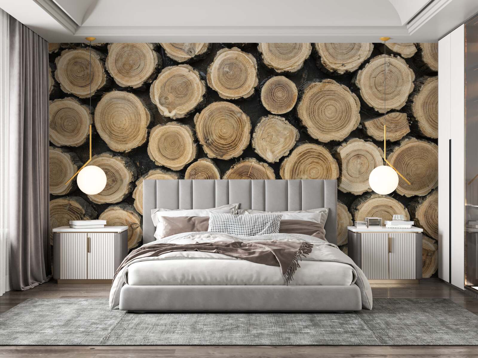 Papier peint arbres tombés en forme de cercle