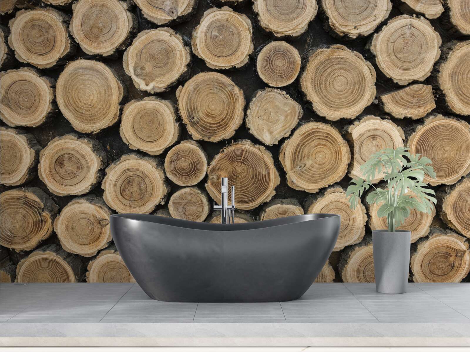 Papier peint arbres tombés en forme de cercle