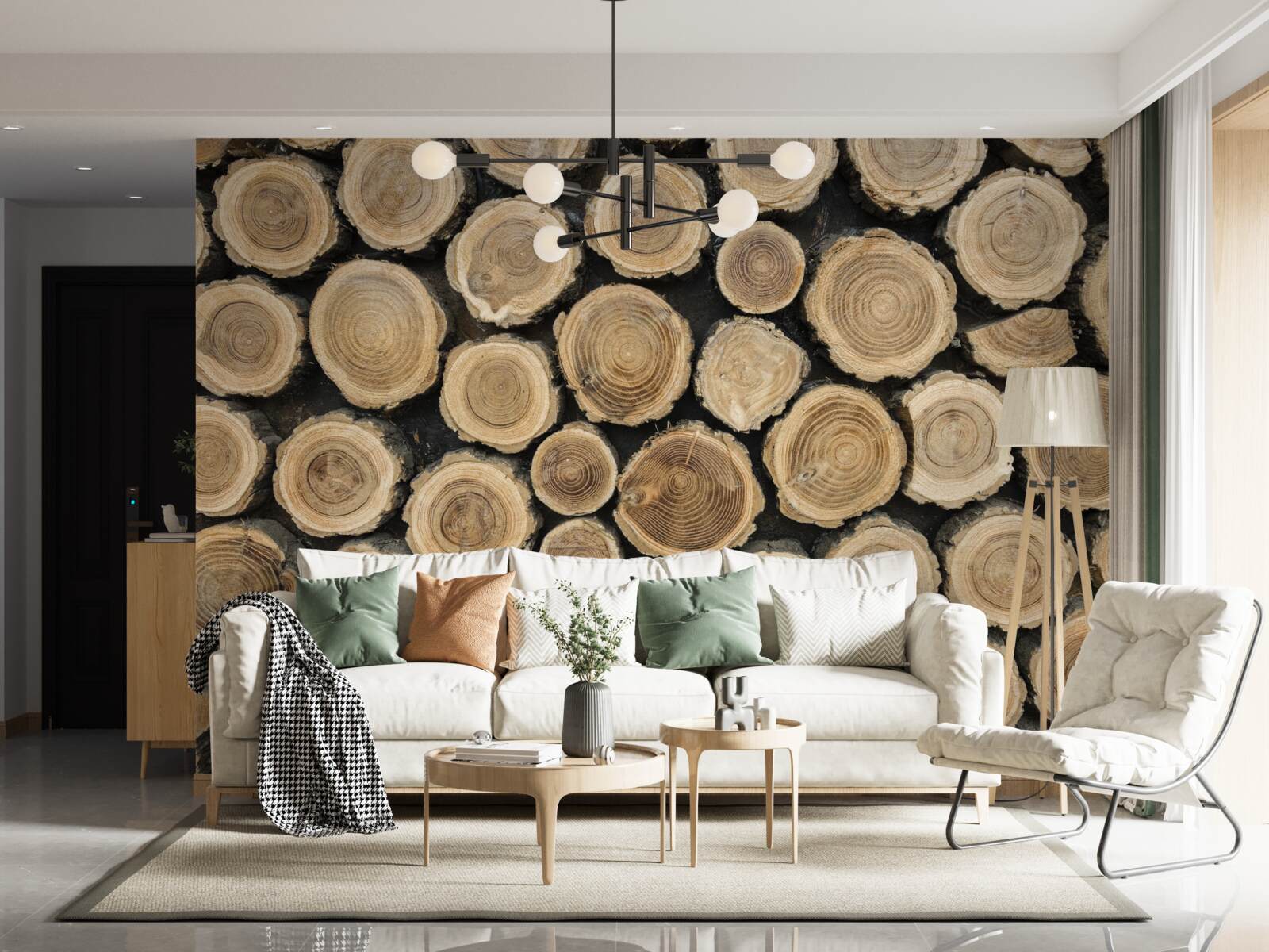 Papier peint arbres tombés en forme de cercle