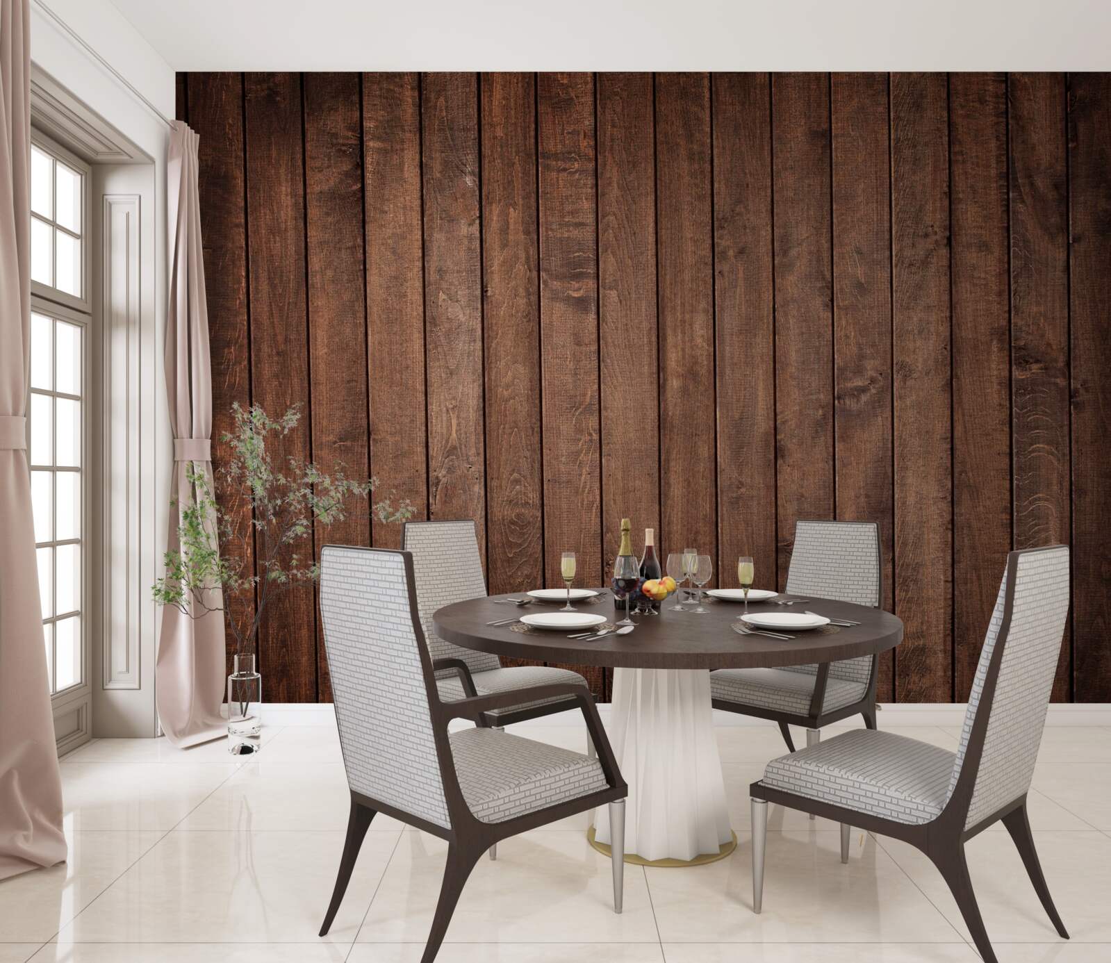 Papier peint la planche de parquet a une teinte brun foncé attrayante