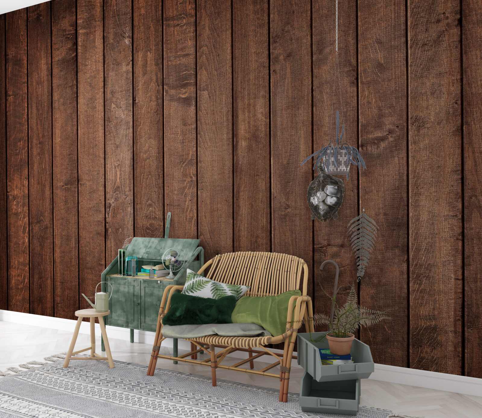 Papier peint la planche de parquet a une teinte brun foncé attrayante