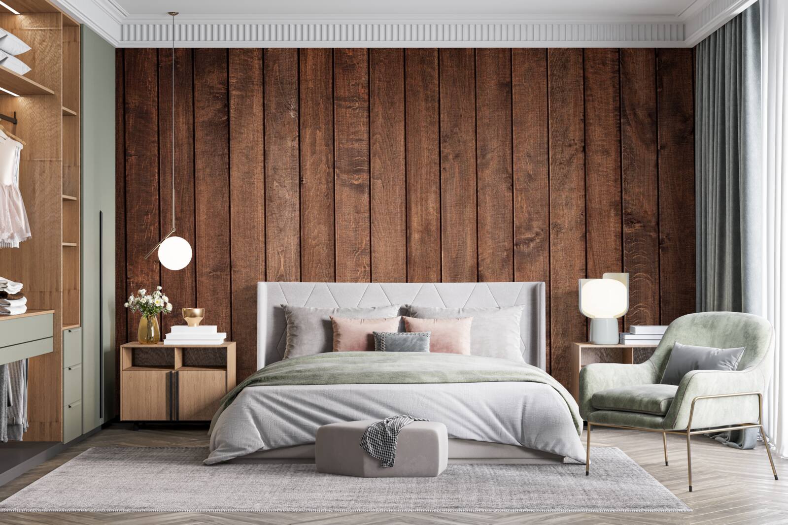 Papier peint la planche de parquet a une teinte brun foncé attrayante