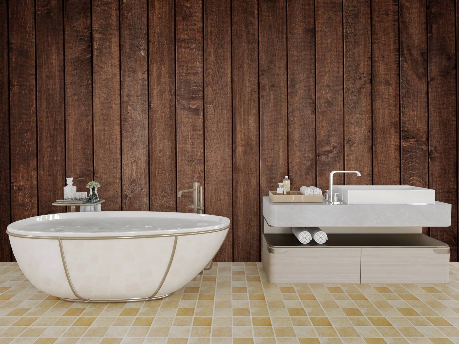 Papier peint la planche de parquet a une teinte brun foncé attrayante