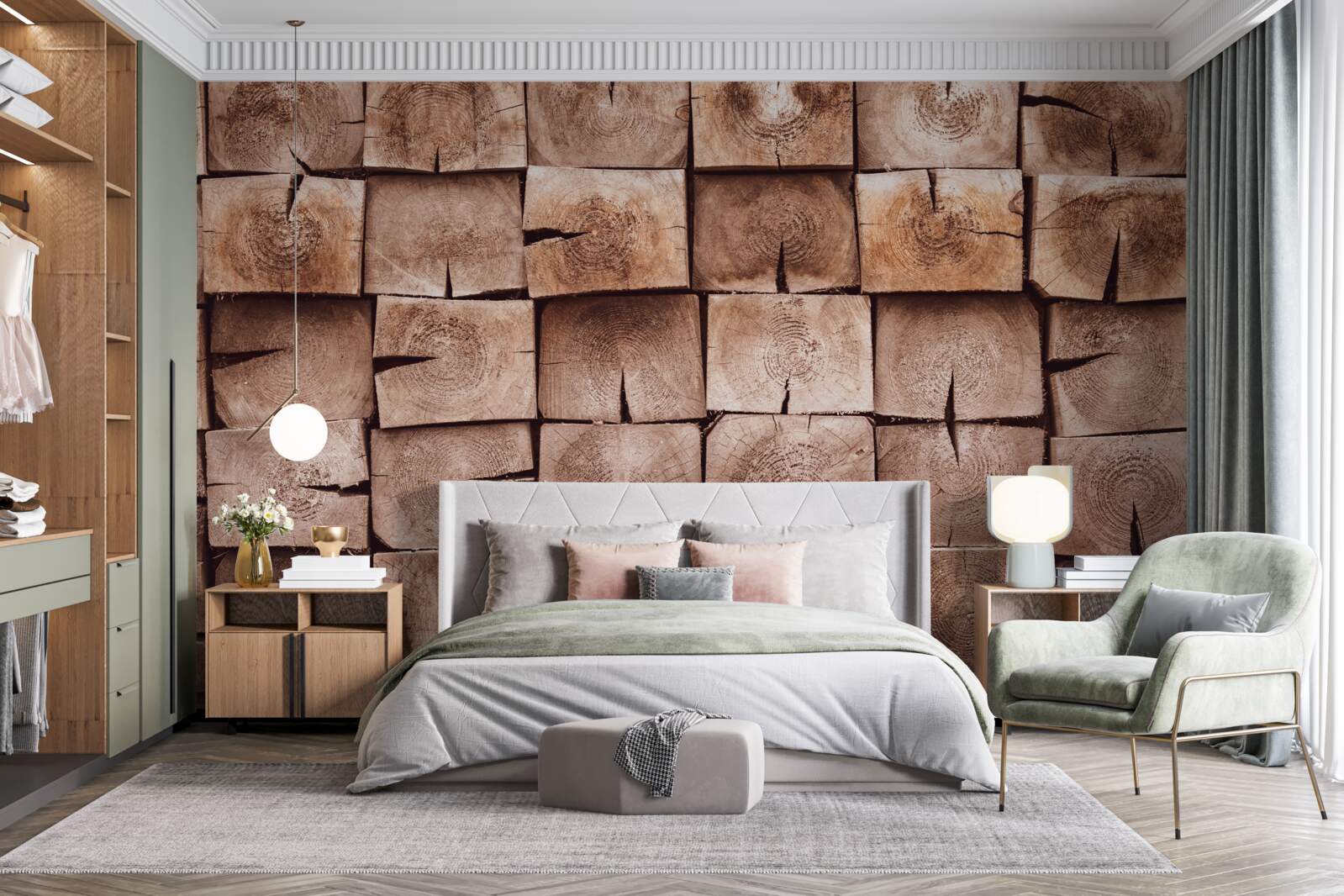 Papier peint pile de grumes