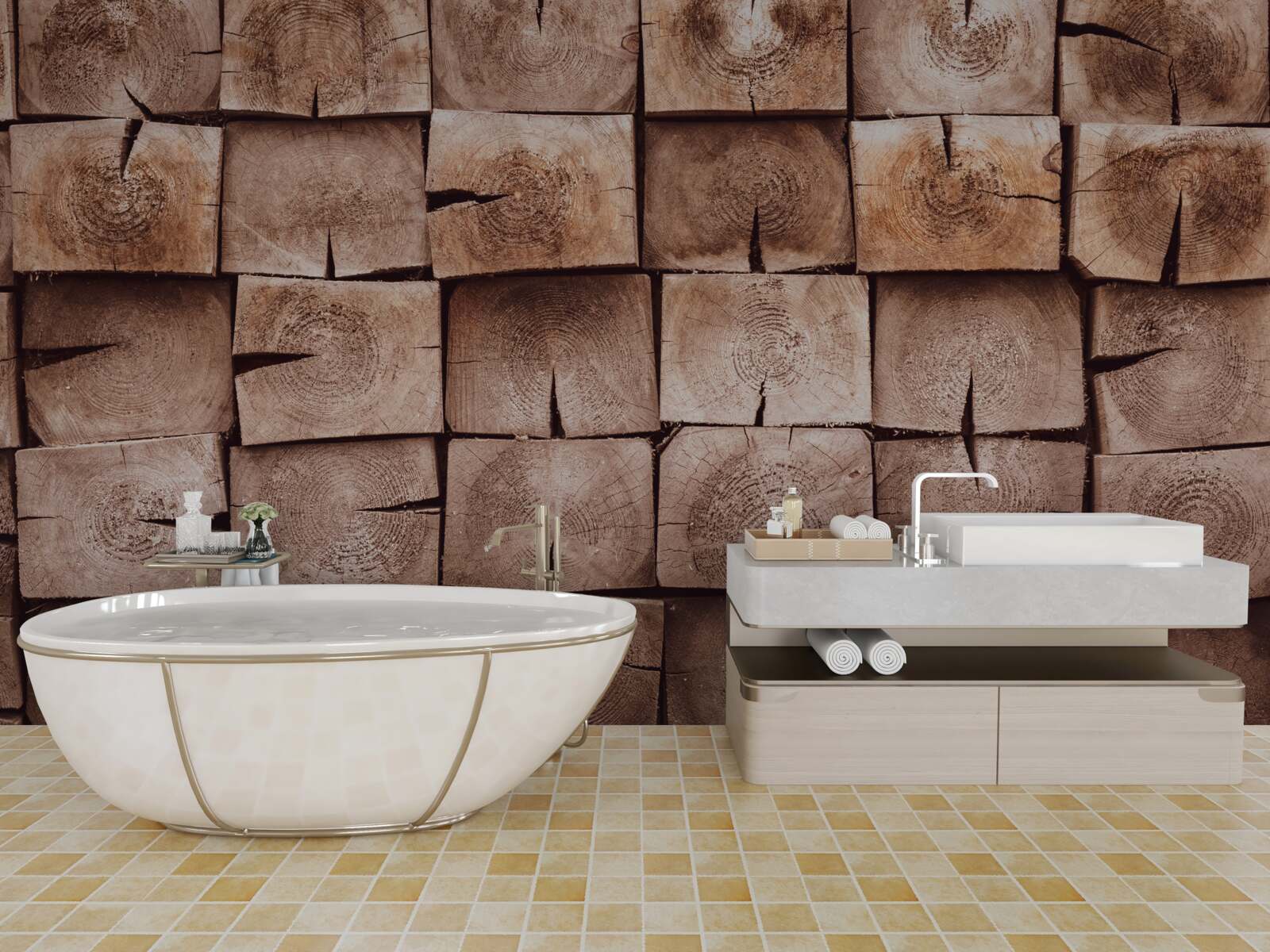 Papier peint pile de grumes