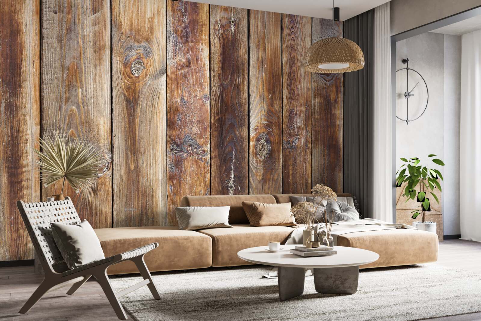 Papier peint les poutres sont en bois brun foncé