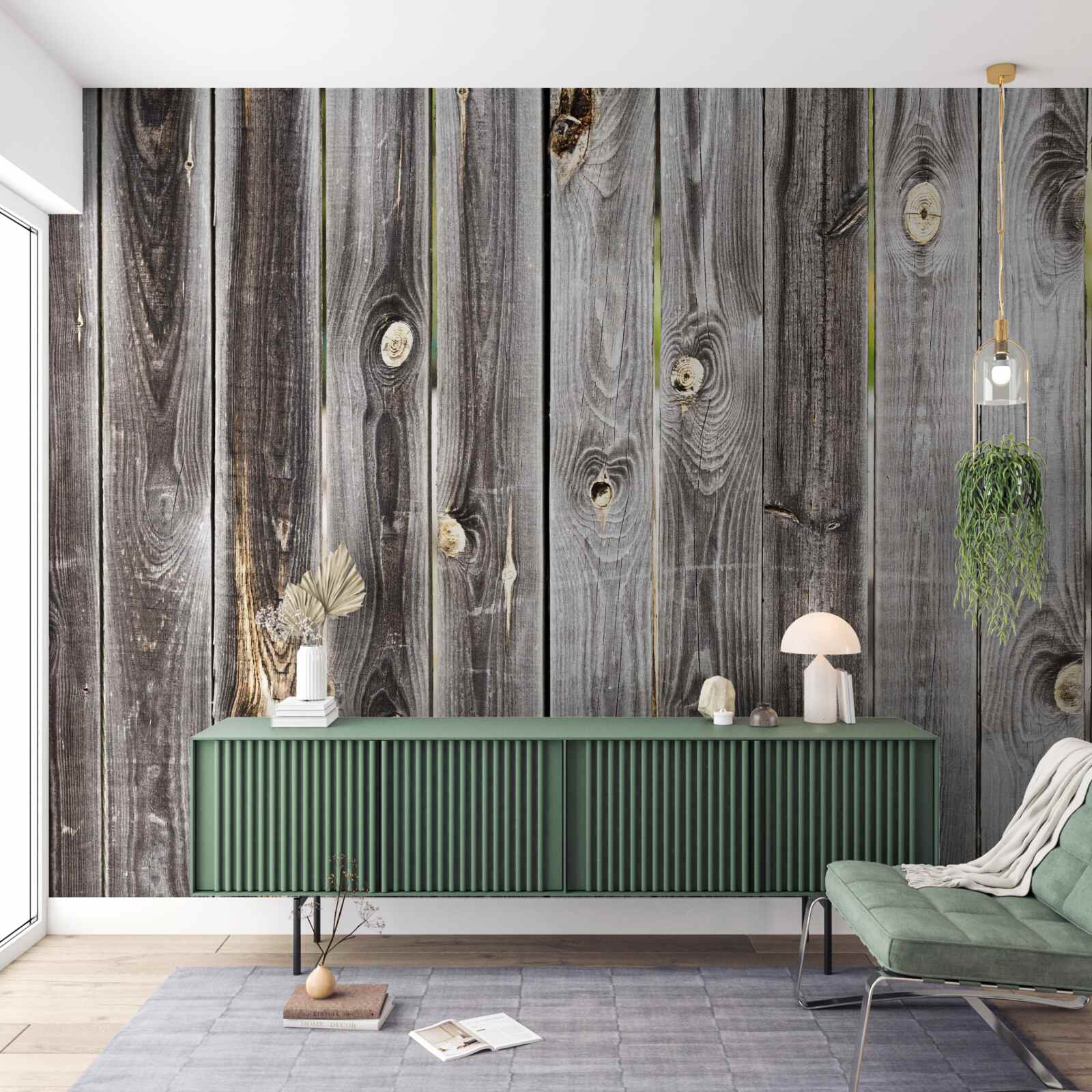 Papier peint clôture en bois gris foncé