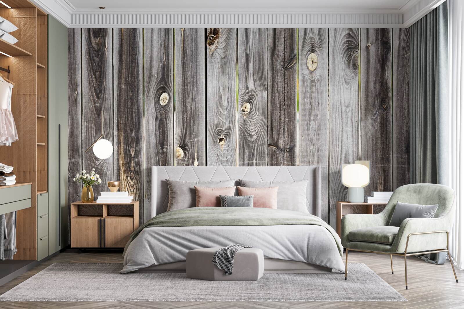 Papier peint clôture en bois gris foncé