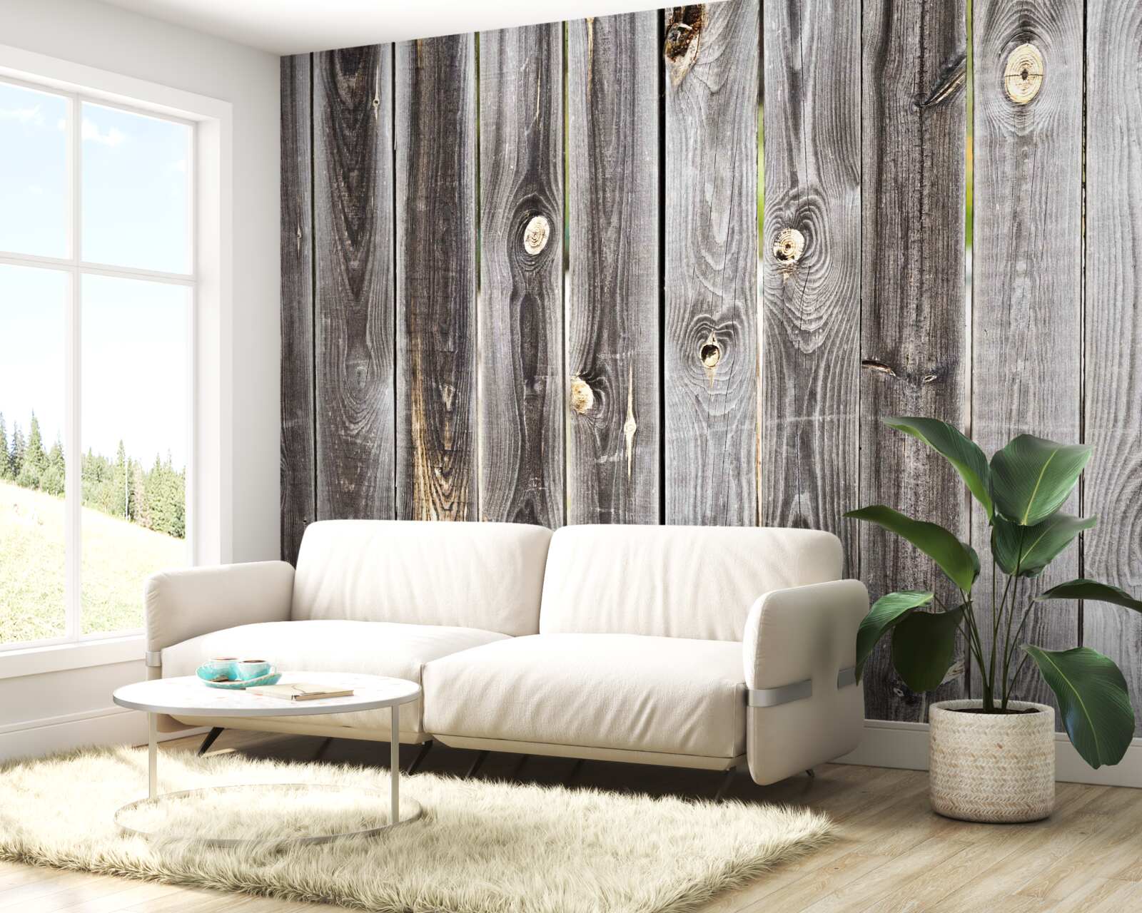 Papier peint clôture en bois gris foncé