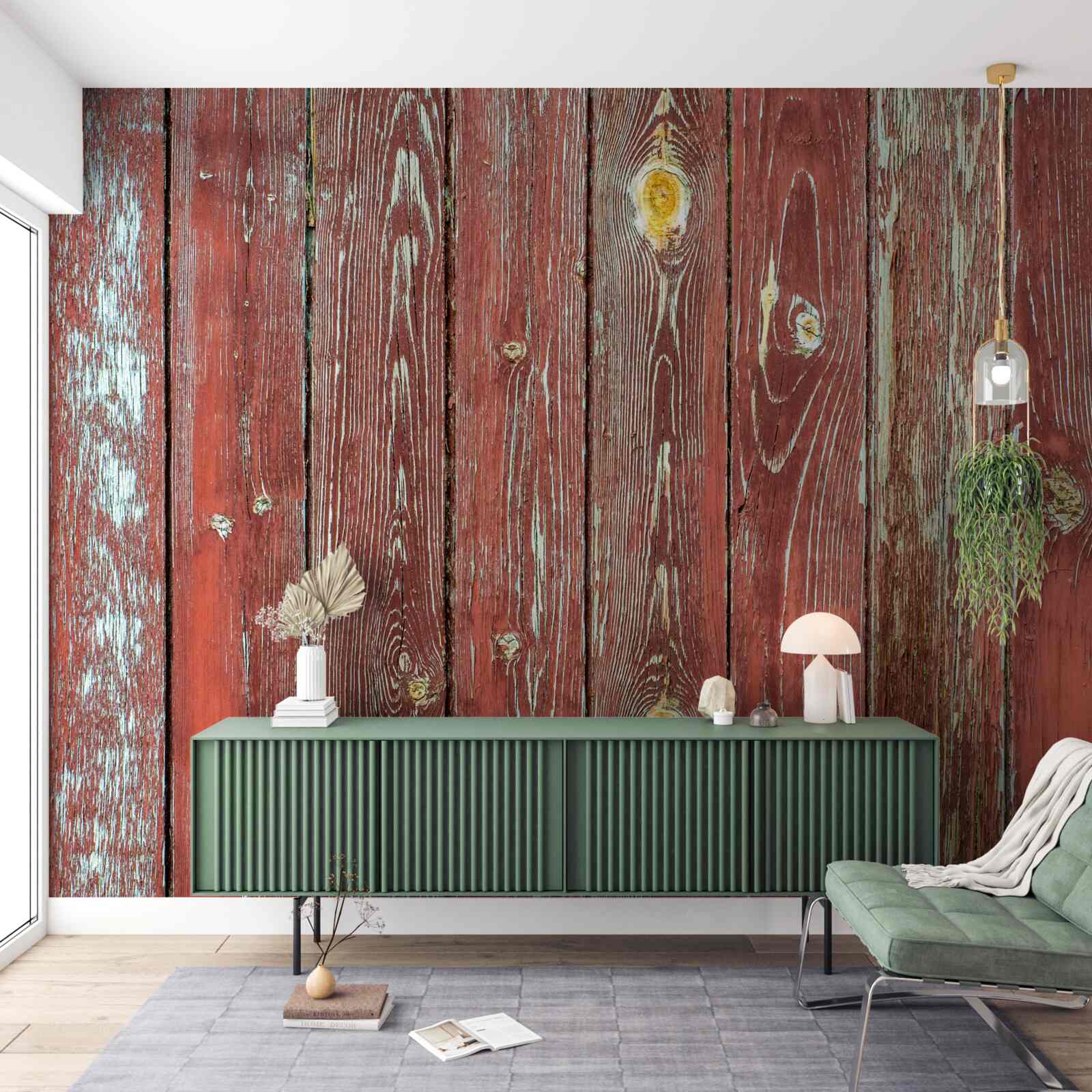 Papier peint le fond en bois est rouge et a un aspect antique