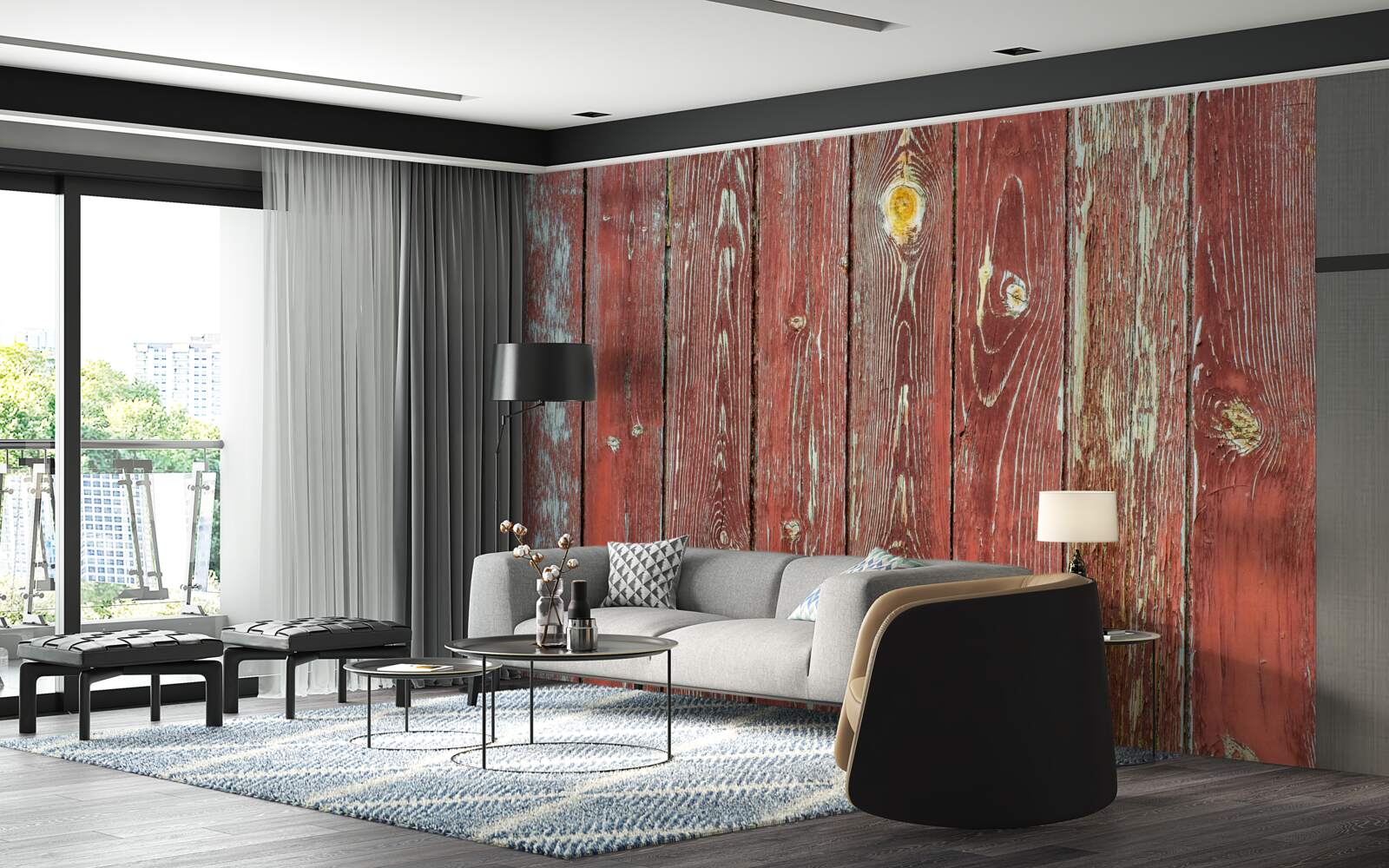 Papier peint le fond en bois est rouge et a un aspect antique