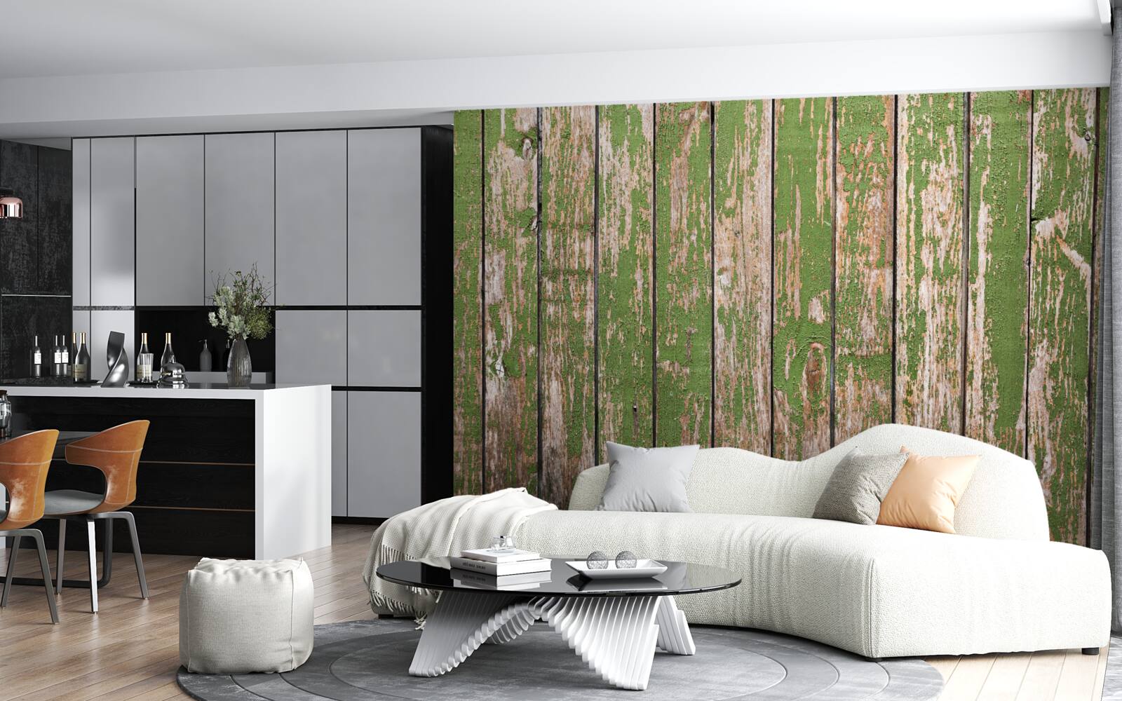 Papier peint une clôture verte ancienne et délabrée