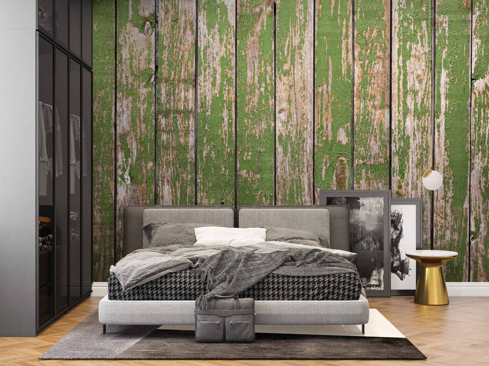 Papier peint une clôture verte ancienne et délabrée