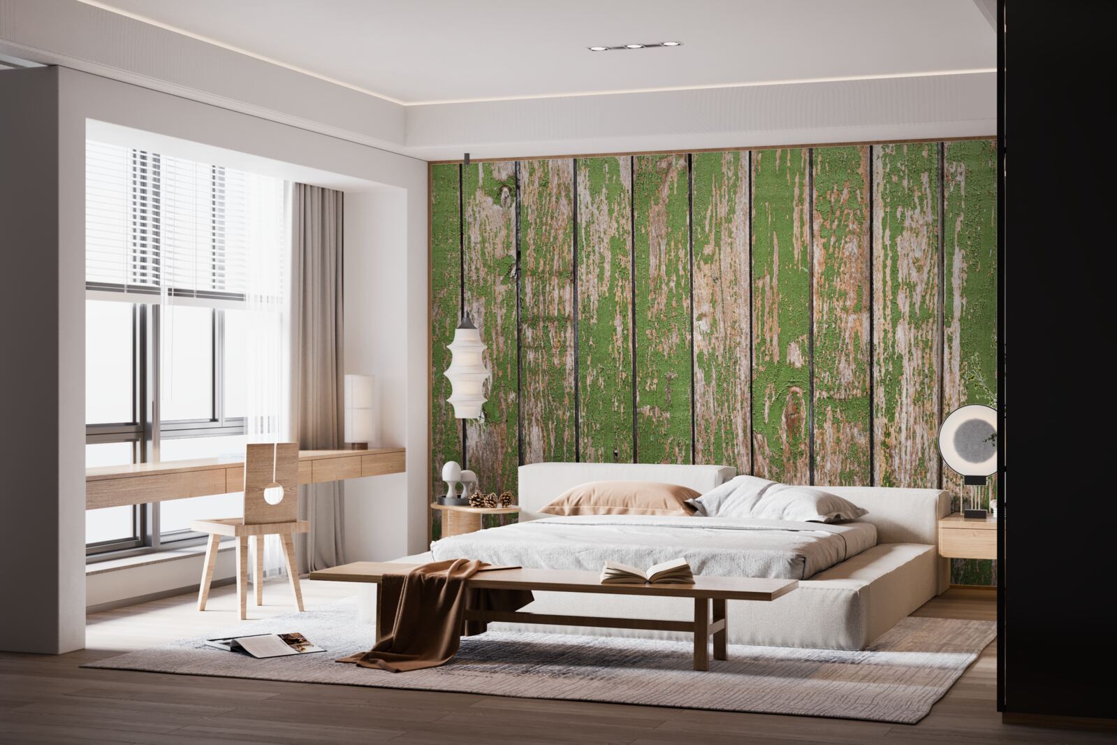 Papier peint une clôture verte ancienne et délabrée