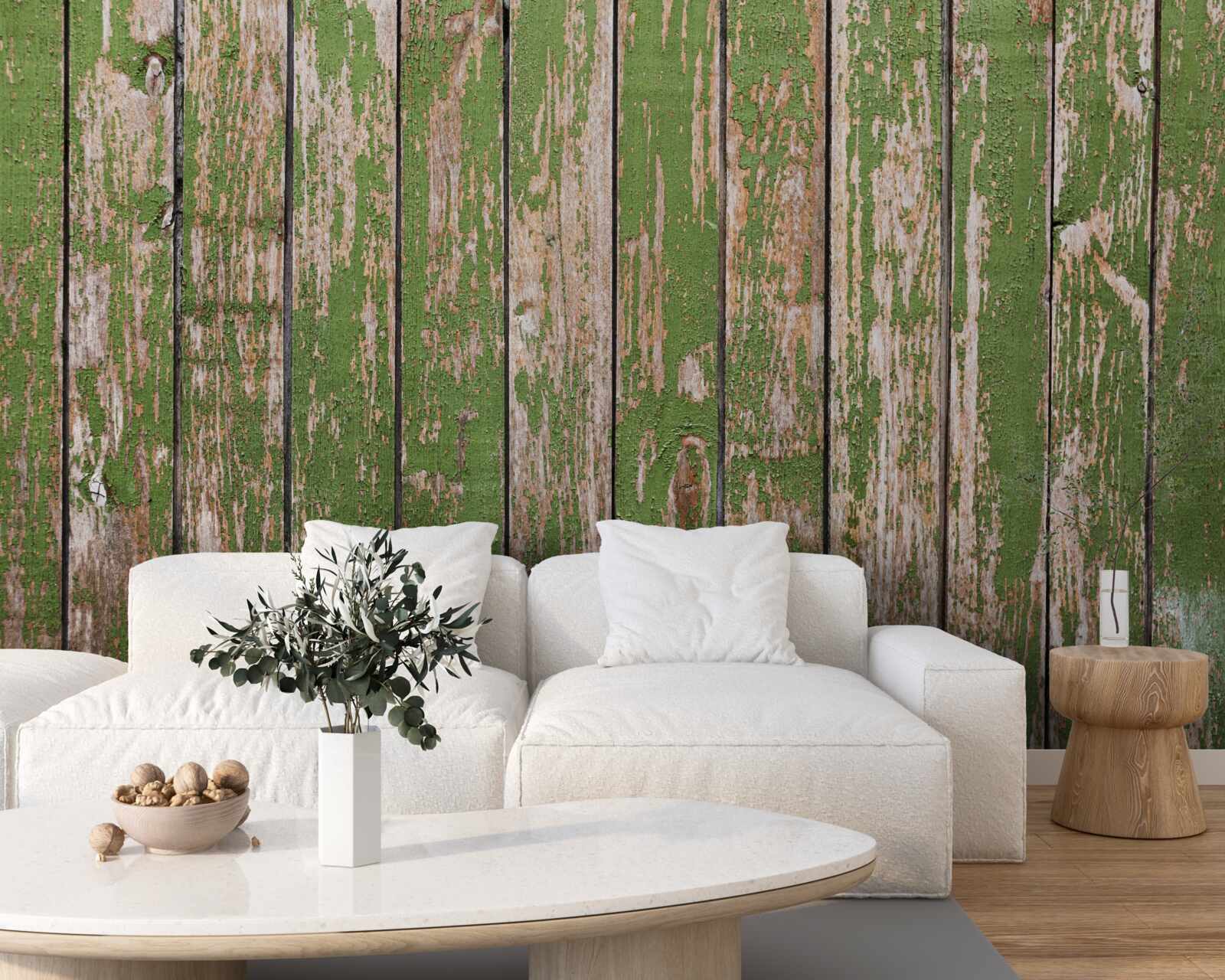 Papier peint une clôture verte ancienne et délabrée