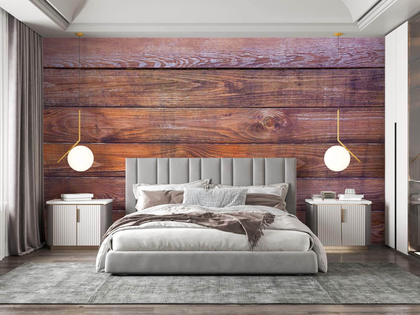 Papier peint structure en planches de bois