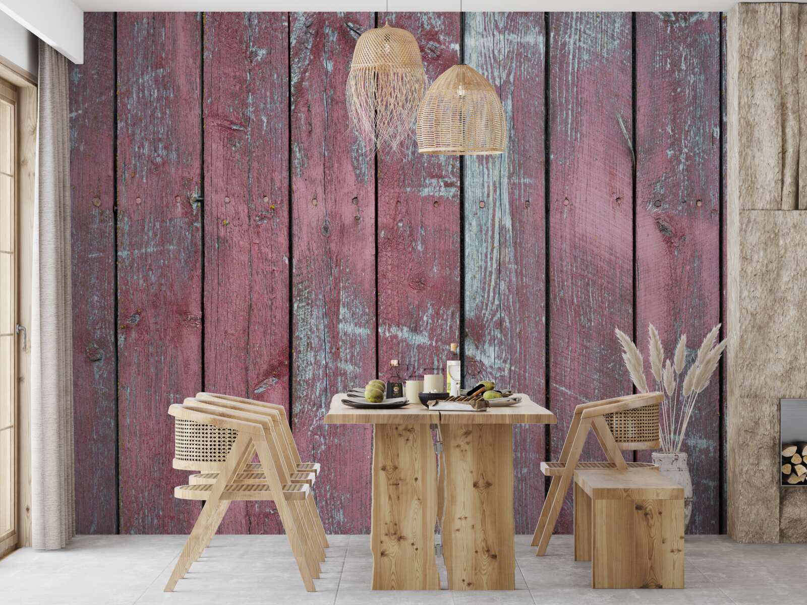 Papier peint fond en bois dans une teinte lilas vieilli