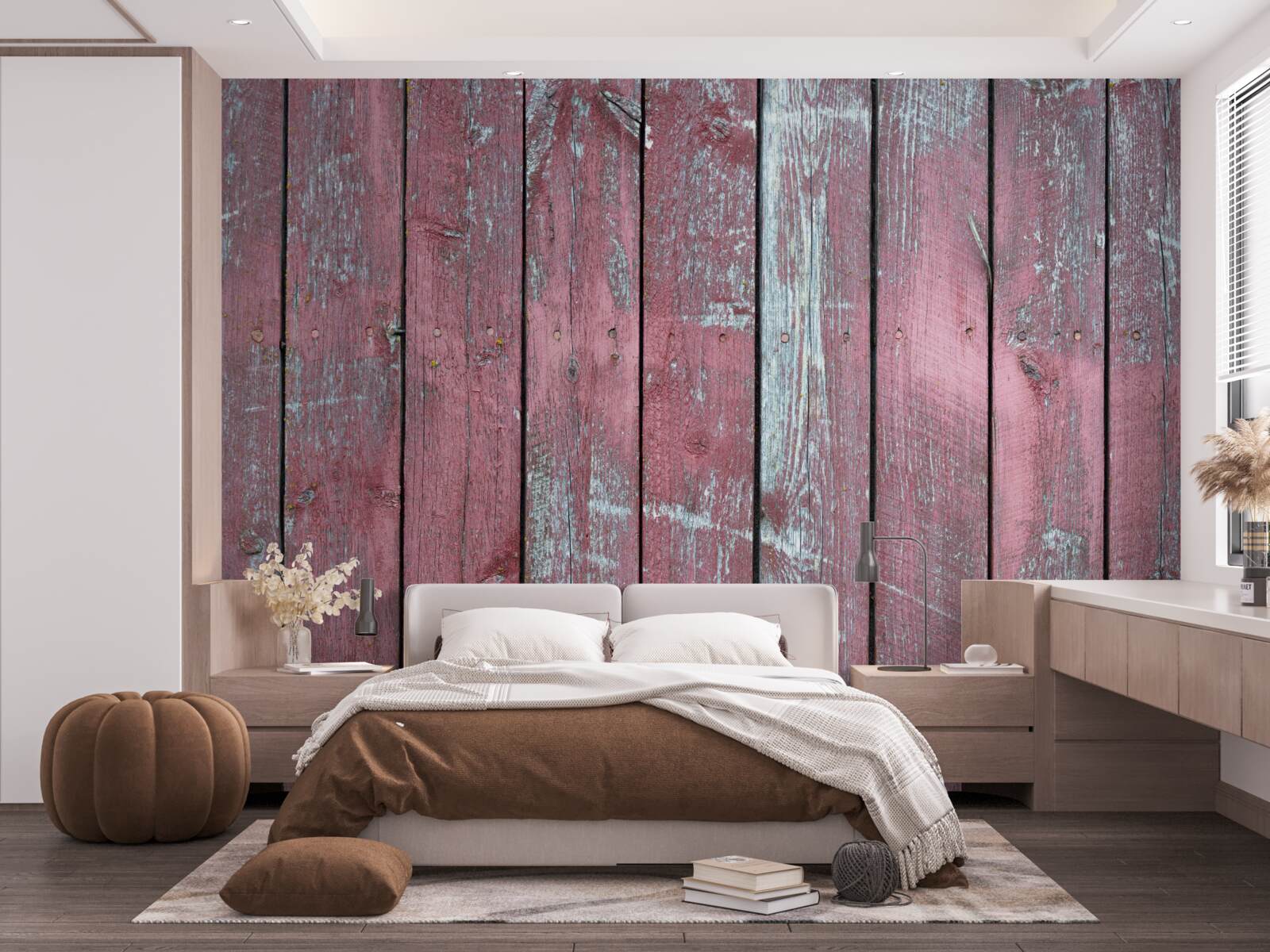 Papier peint fond en bois dans une teinte lilas vieilli