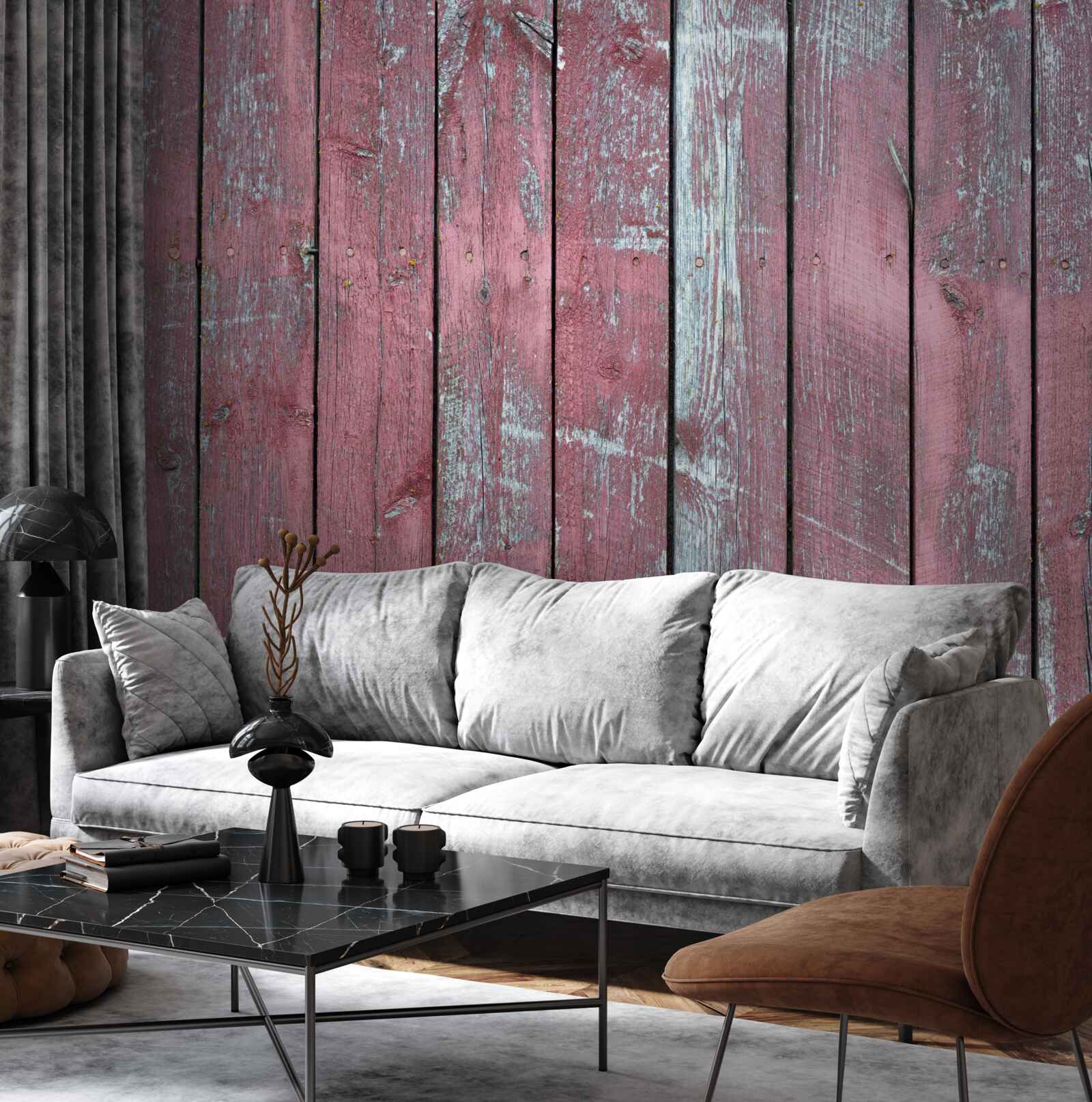 Papier peint fond en bois dans une teinte lilas vieilli