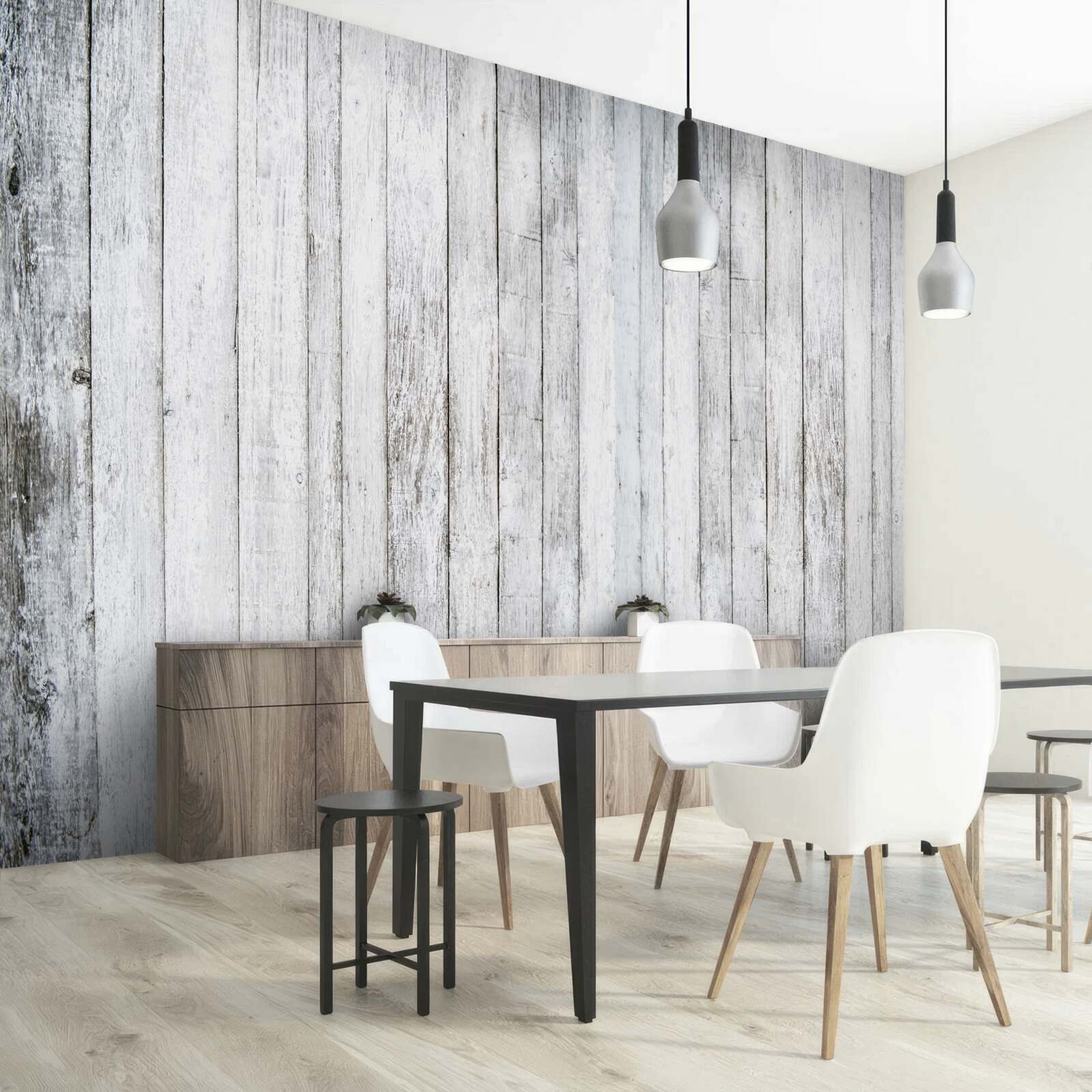 Papier peint bâtons minces en bois gris clair