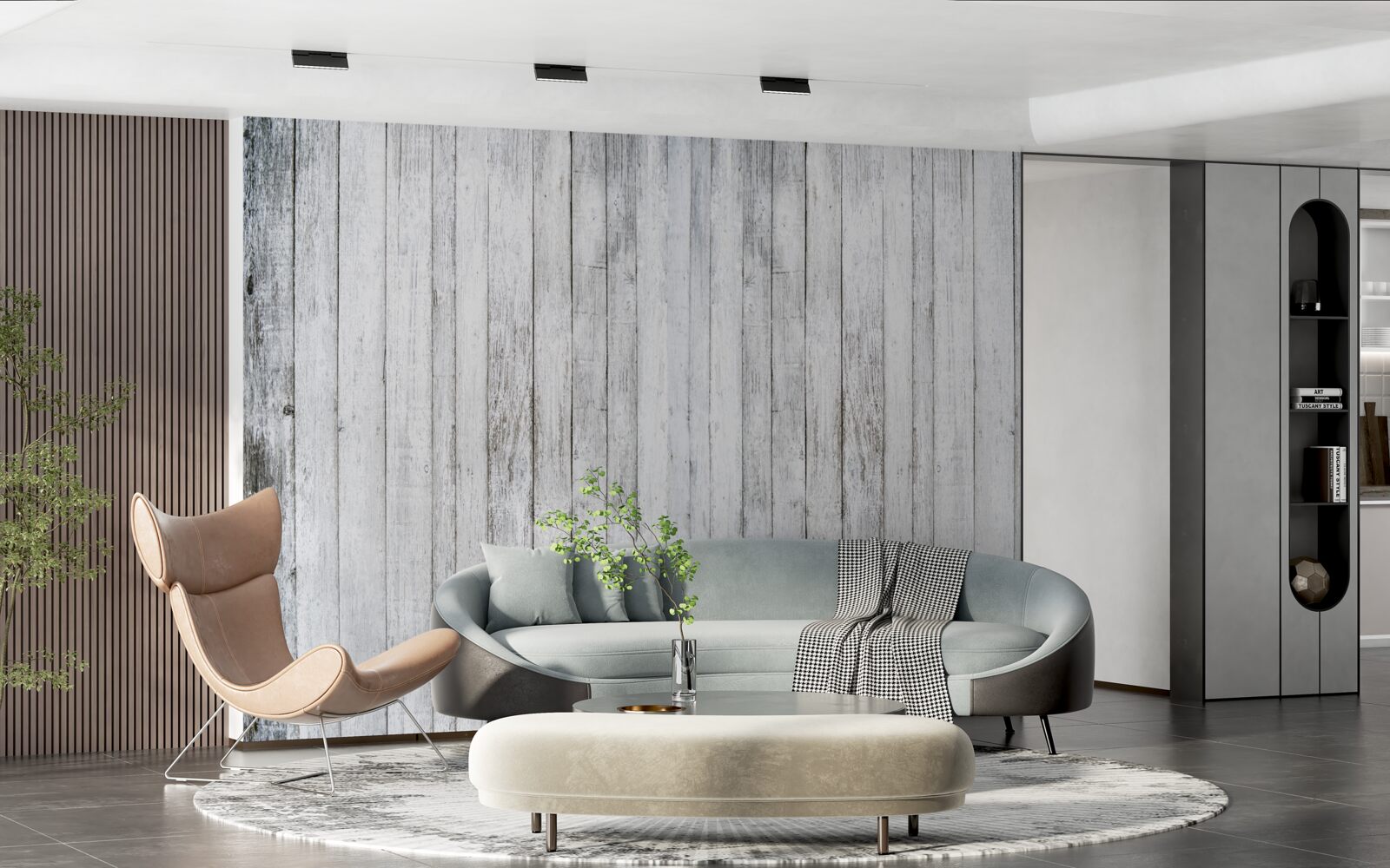 Papier peint bâtons minces en bois gris clair