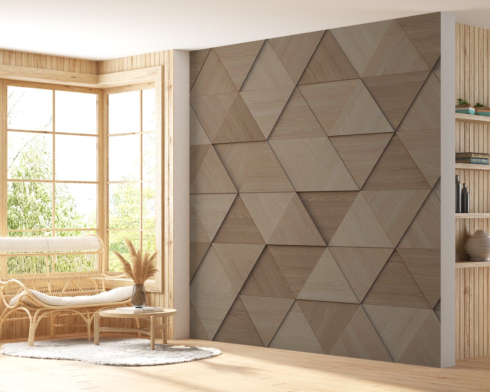 Papier peint panneau mural décoratif en bois