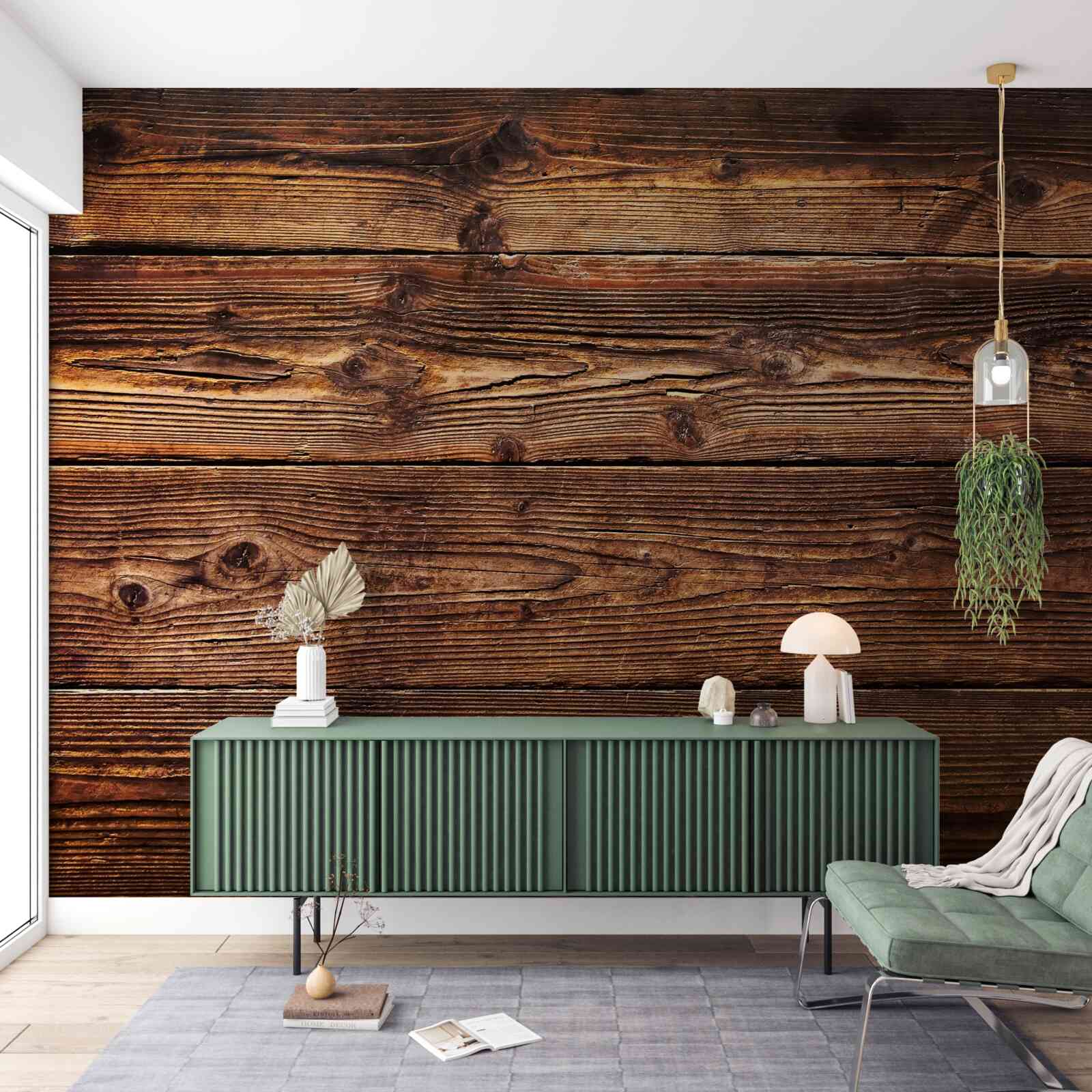 Papier peint parquet brun foncé