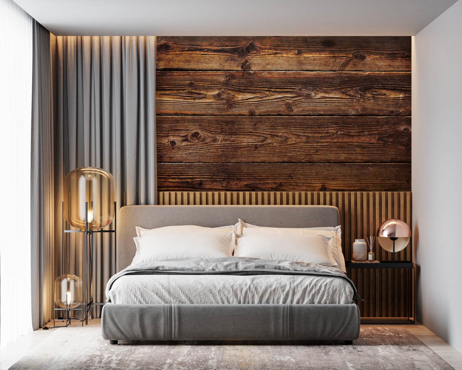 Papier peint parquet brun foncé