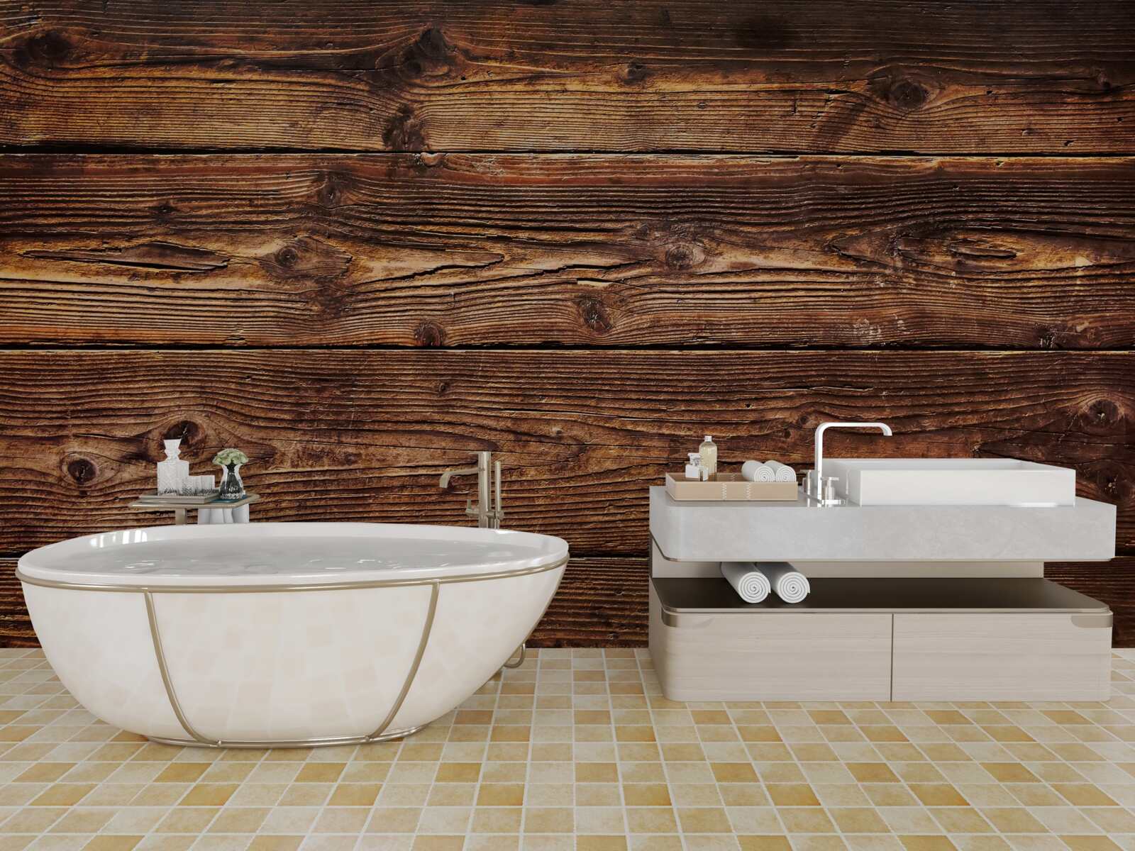 Papier peint parquet brun foncé