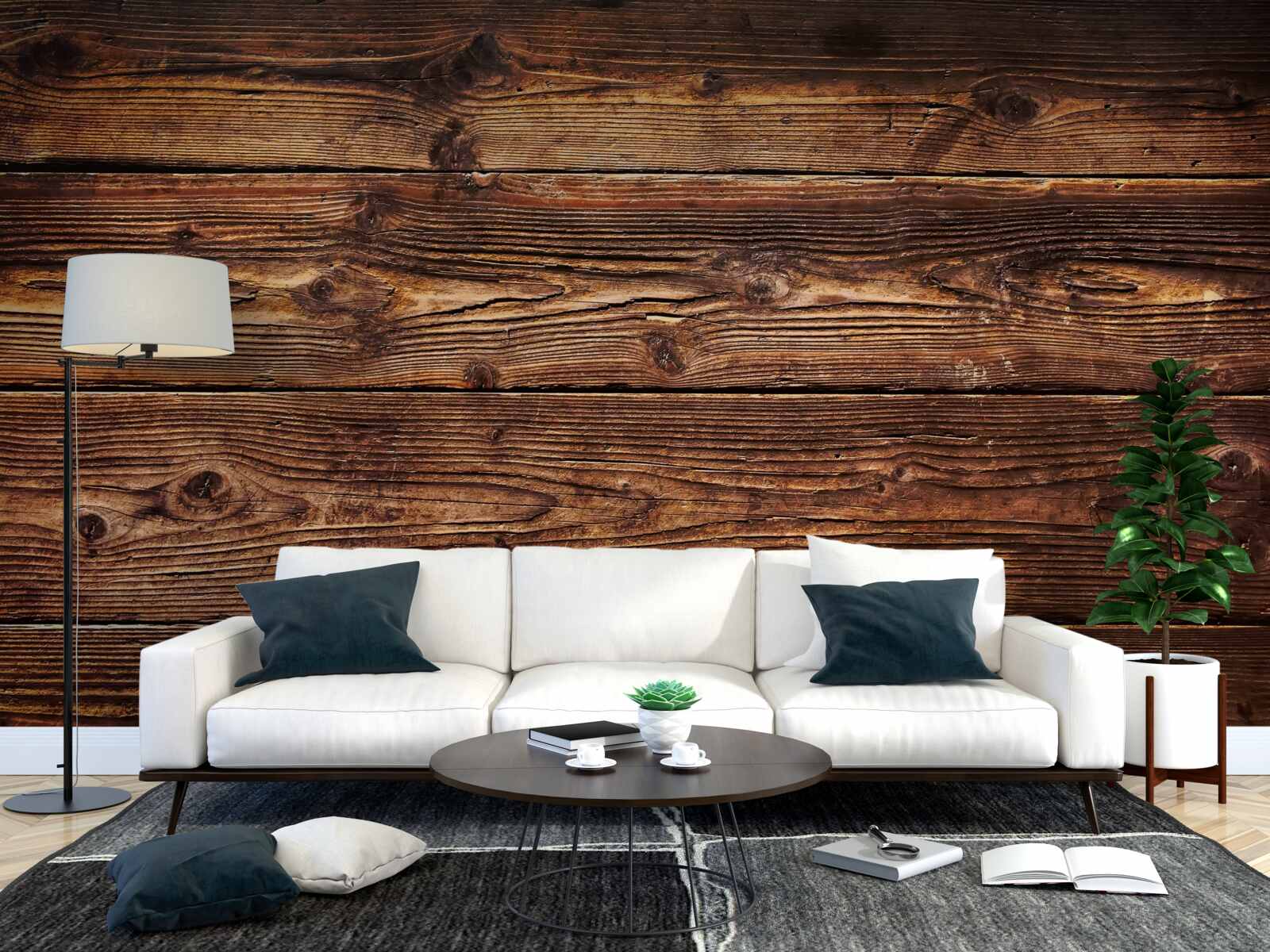 Papier peint parquet brun foncé