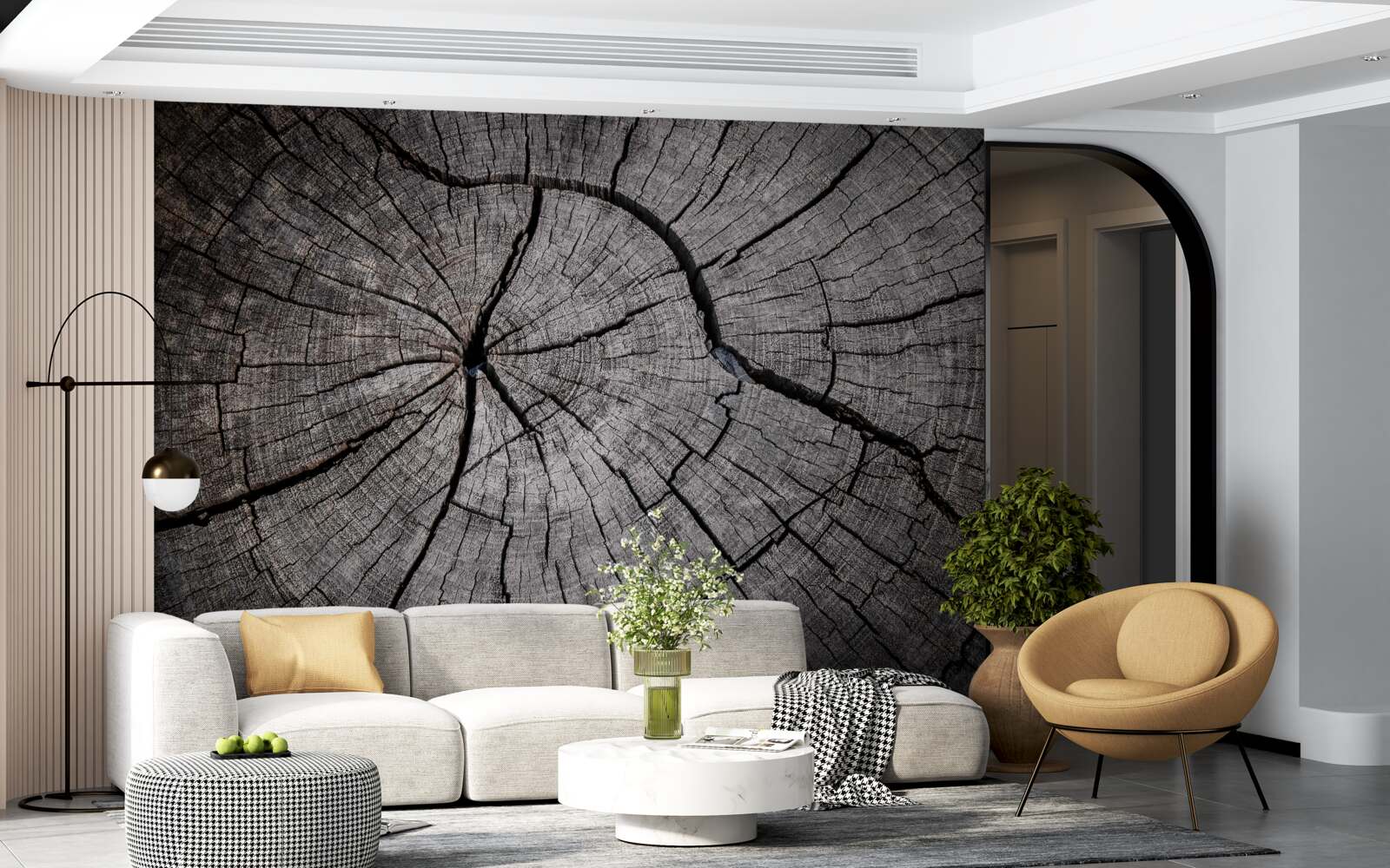 Papier peint des fissures traversent le vieux bois