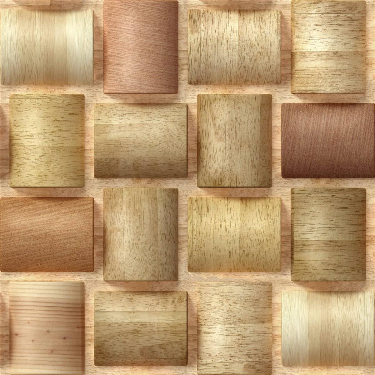 Papier peint cubes en bois multicolores