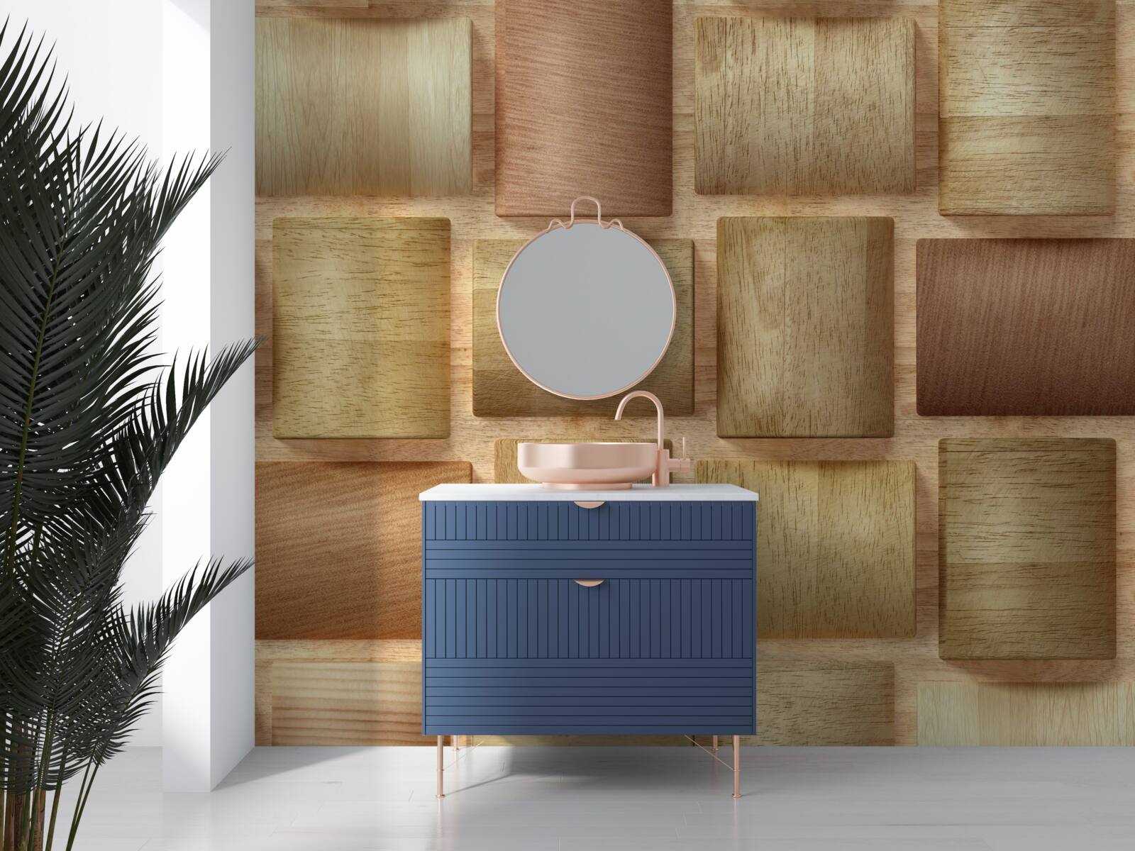 Papier peint cubes en bois multicolores